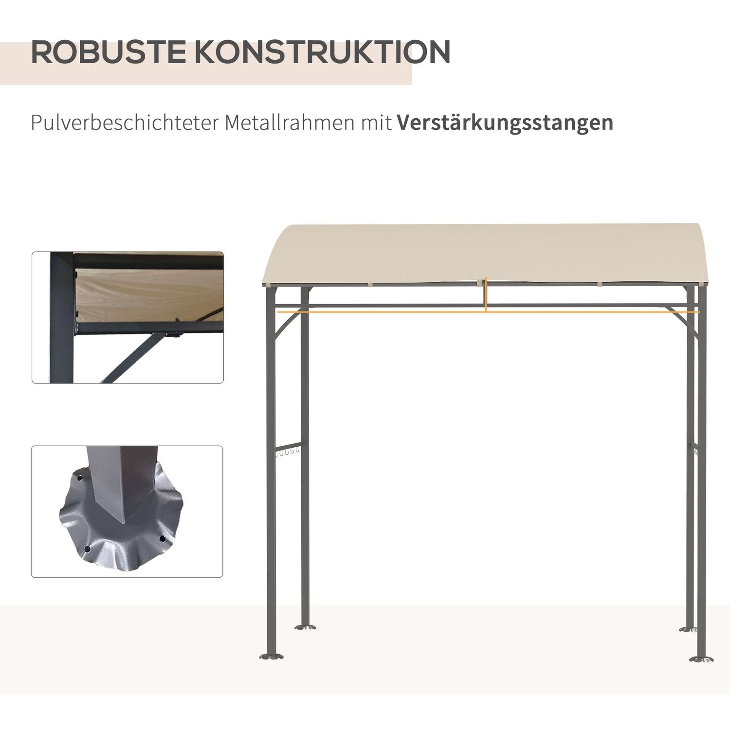 Grillpavillon, Grilloverdækning, Regnslag med UV-bestandig, Havepavillon med kroge, Stålramme, Polyester, Beige, 215 X 150 X 220 Cm