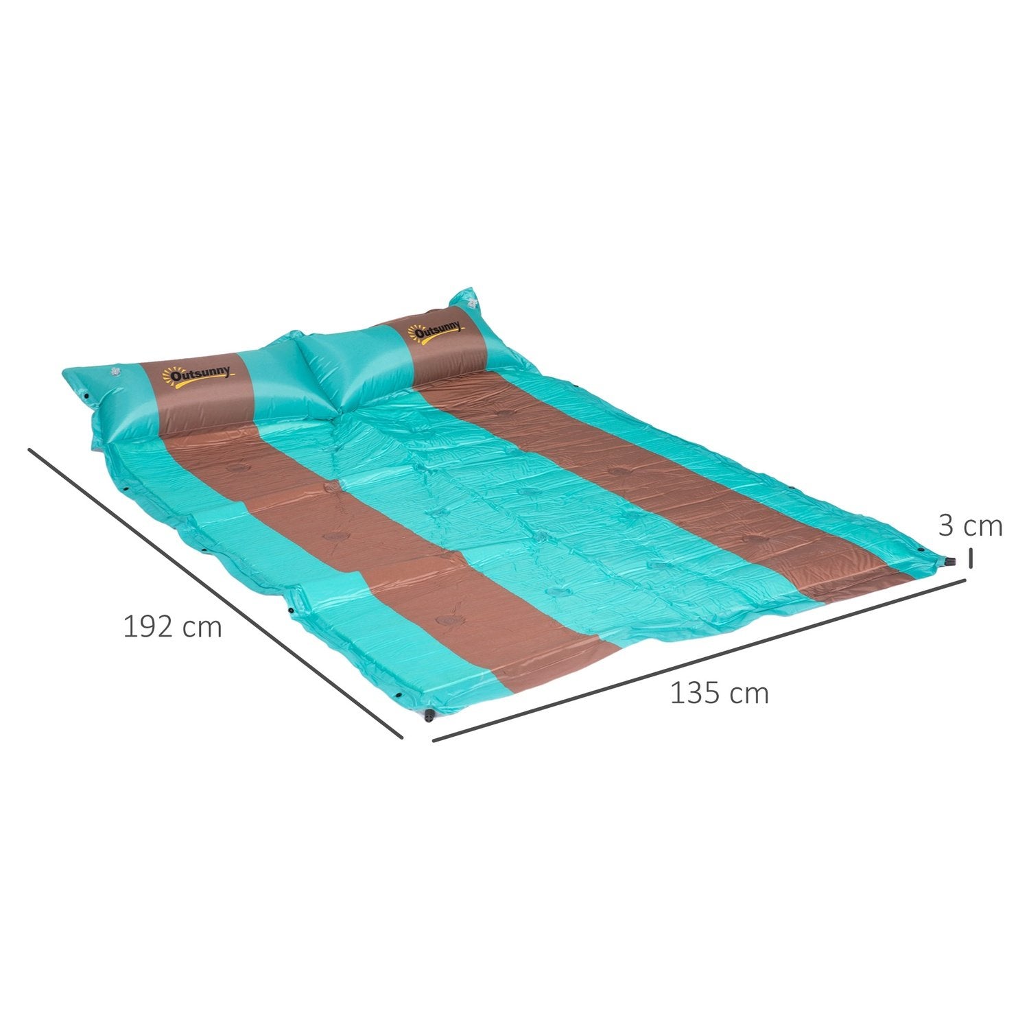 Camping Liggunderlag 3Cm Tjock Campingmadrass Med Bärväska & Pump, 192X135Cm, Blå+Kaffe