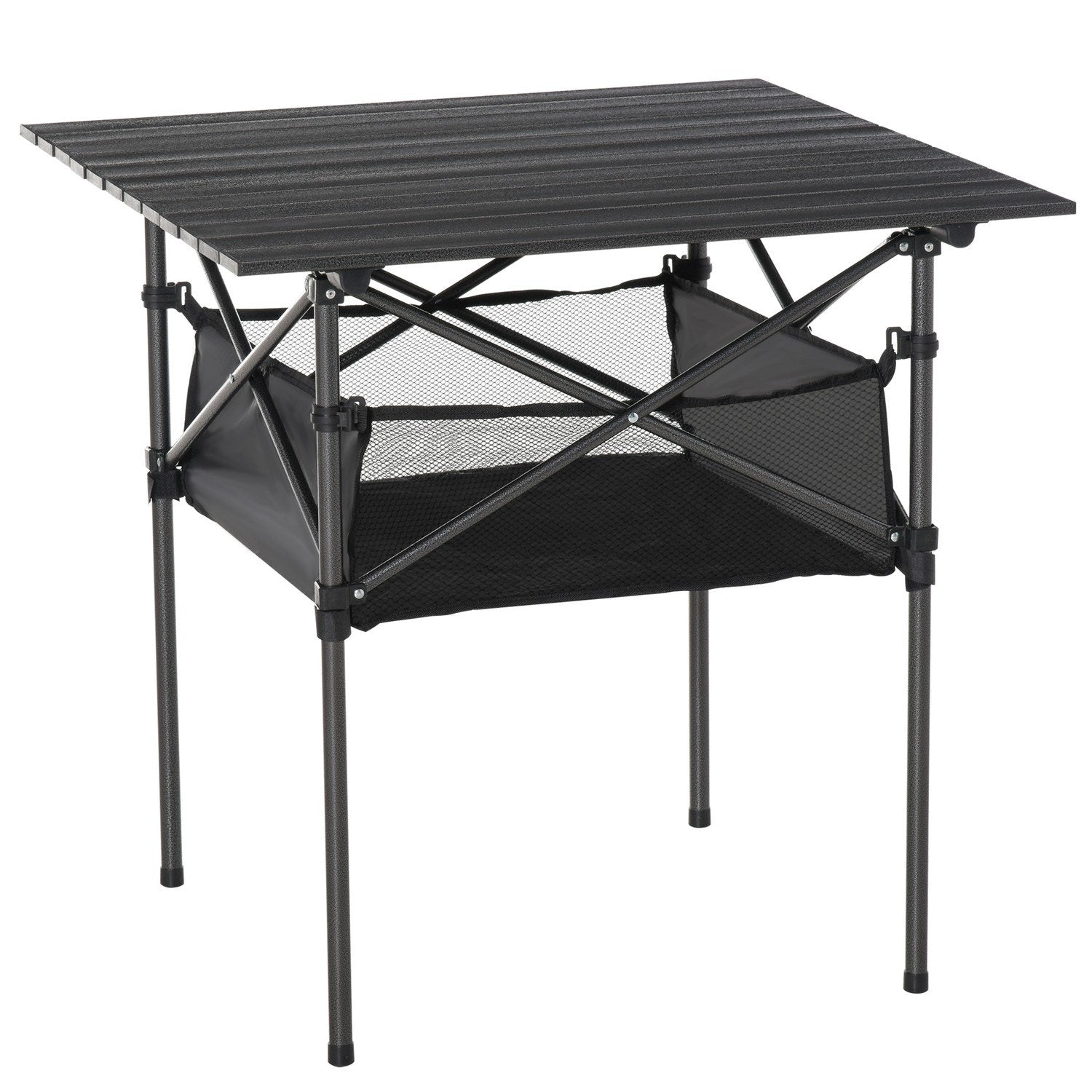 Campingbord Foldebart Aluminium Foldebord Letvægts Bærbar Med Nettaske Sort 70X70X69Cm