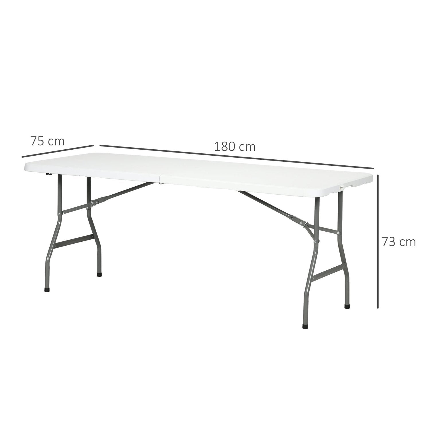 Campingbord Foldebalkonbord 6 personer Buffetbord Have Hdpe Hvid 180X75X73Cm