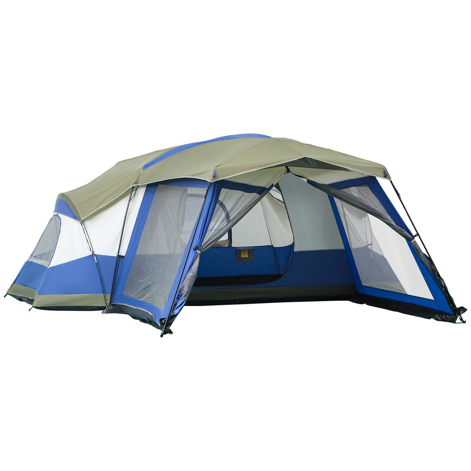 Campingtelt til 6-8 personer Familietelt med vestibule, 2 vinduer, kuppeltelt, Pu3000Mm, Blå, 518X487X237Cm