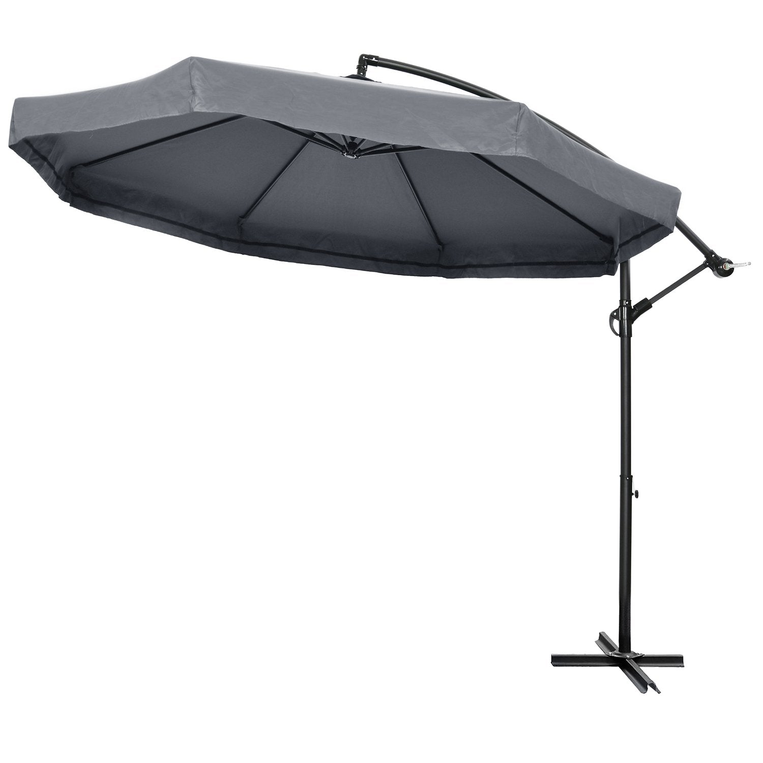 Cantilever Paraply 295X295Cm Parasol Håndsving Myggenet 360° Roterbar Haveparaply 8 Personer Marked Paraply Balkon Stål Polyester