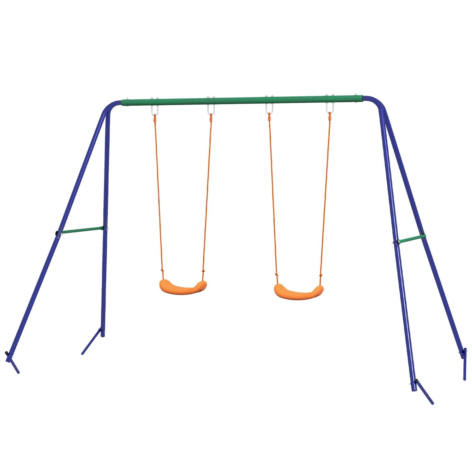 Børnegynge, Gynge med 2 gynger, Gynge, Havegynge til to børn 3-8 år, Stål, 2,69 X 1,6 X 1,8 M