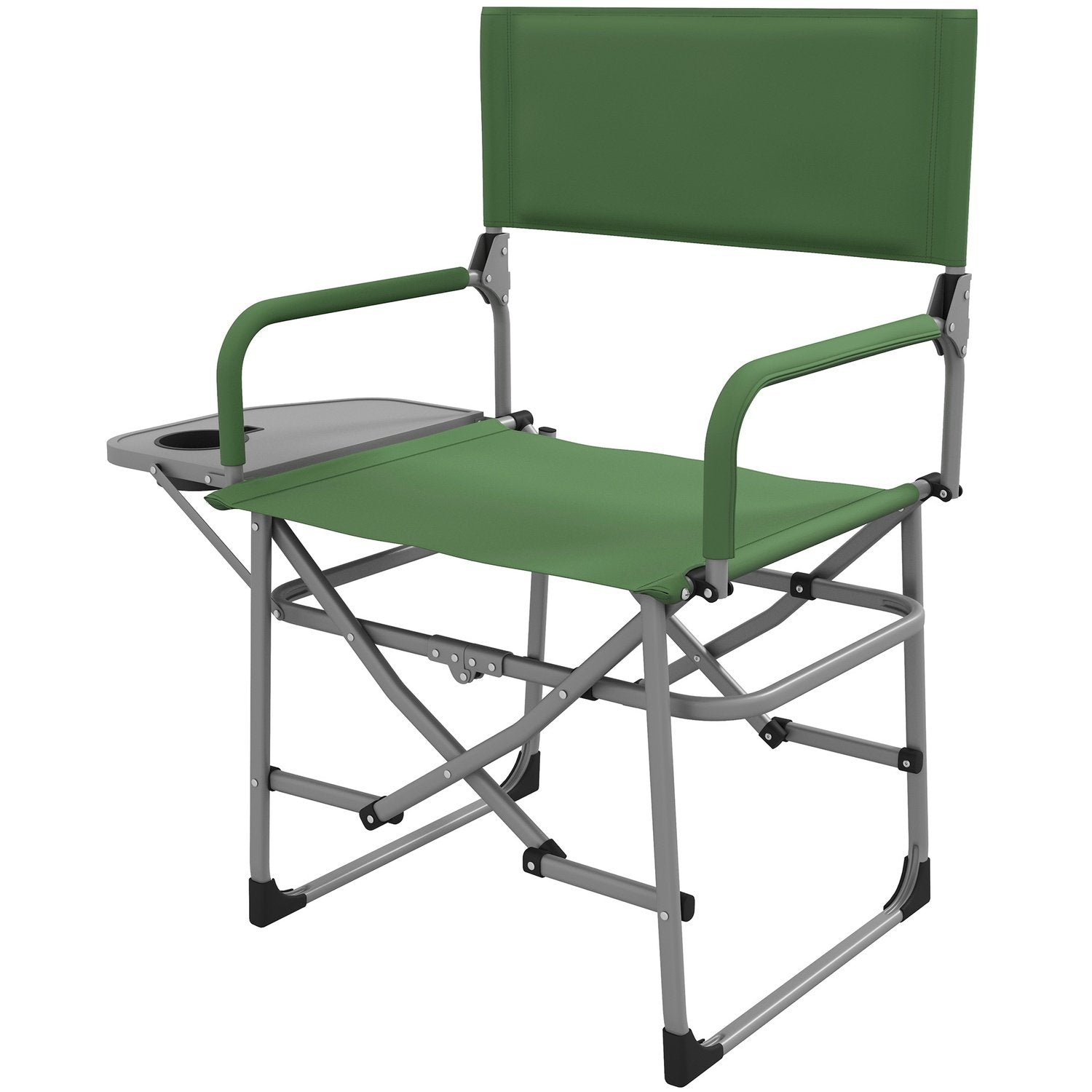 Director'S Chair Sammenklappelig Campingstol Med Sidebord Kopholder Foldestol Med Håndtag Til Camping Strand Oxford Green