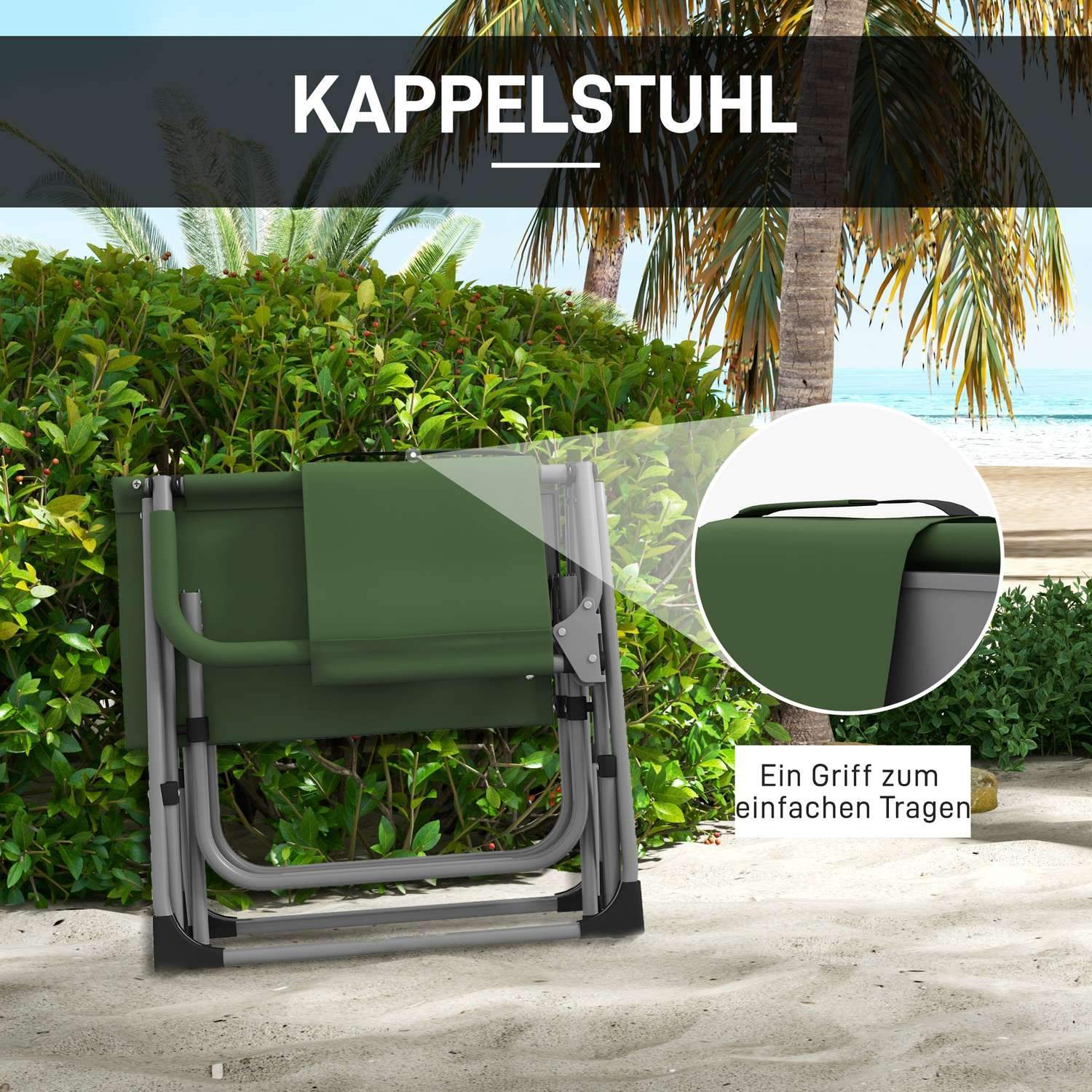 Director'S Chair Sammenklappelig Campingstol Med Sidebord Kopholder Foldestol Med Håndtag Til Camping Strand Oxford Green