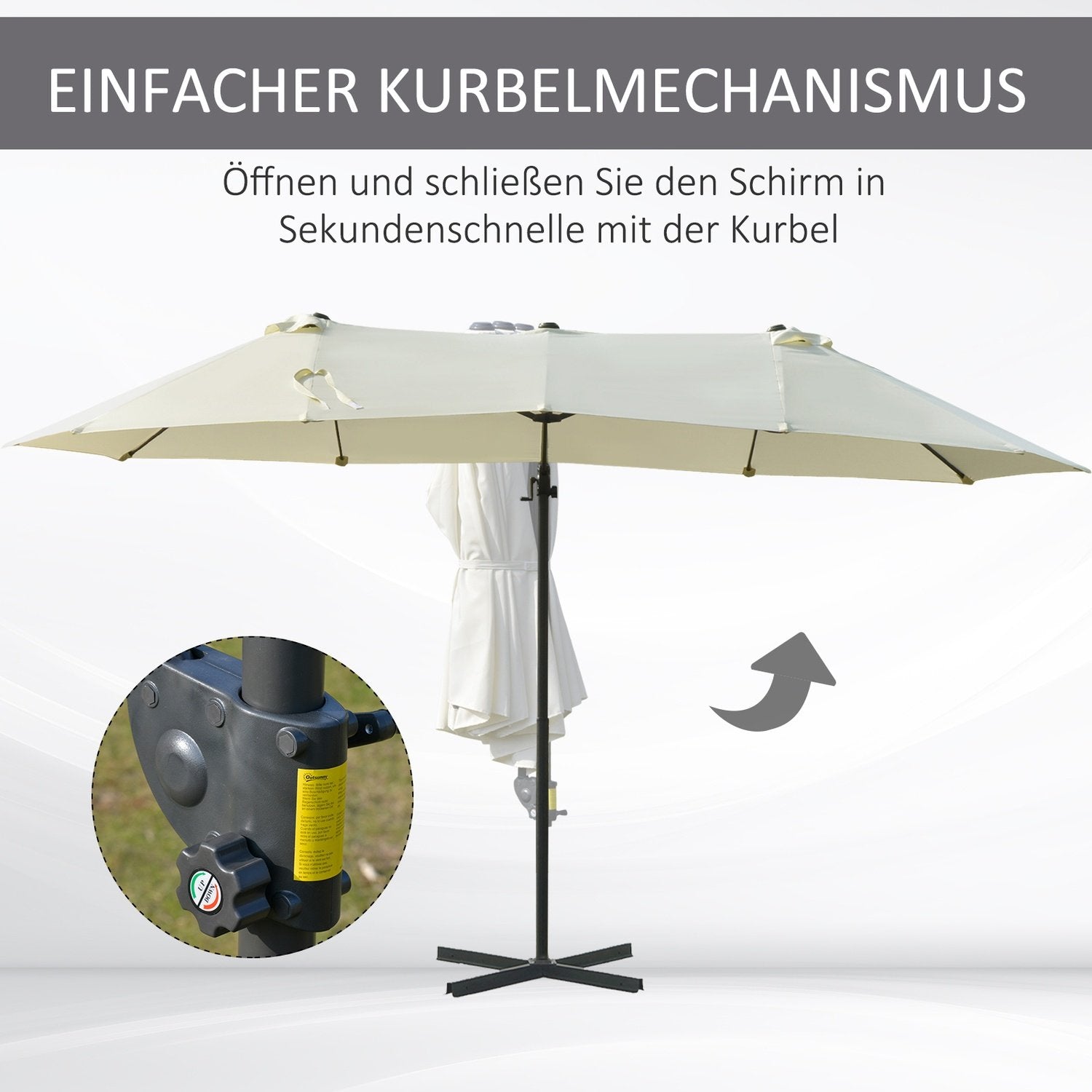 Dobbelt Parasol Cantilever Paraply Dobbelt Paraply Med Håndsving Justerbar Haveparaply Solafskærmning Metal Creme Hvid 440 X 270 X 250 Cm