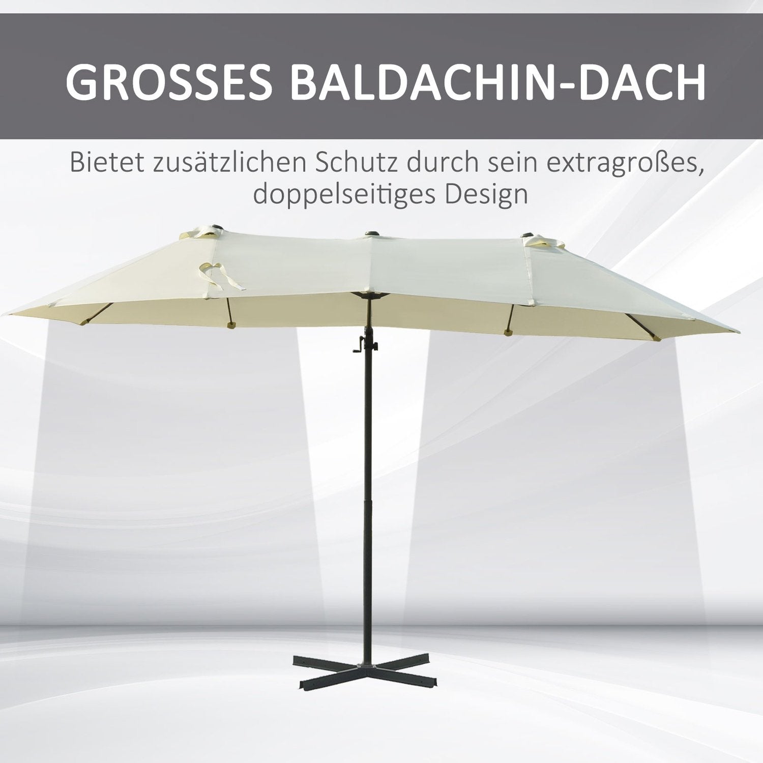 Dobbelt Parasol Cantilever Paraply Dobbelt Paraply Med Håndsving Justerbar Haveparaply Solafskærmning Metal Creme Hvid 440 X 270 X 250 Cm