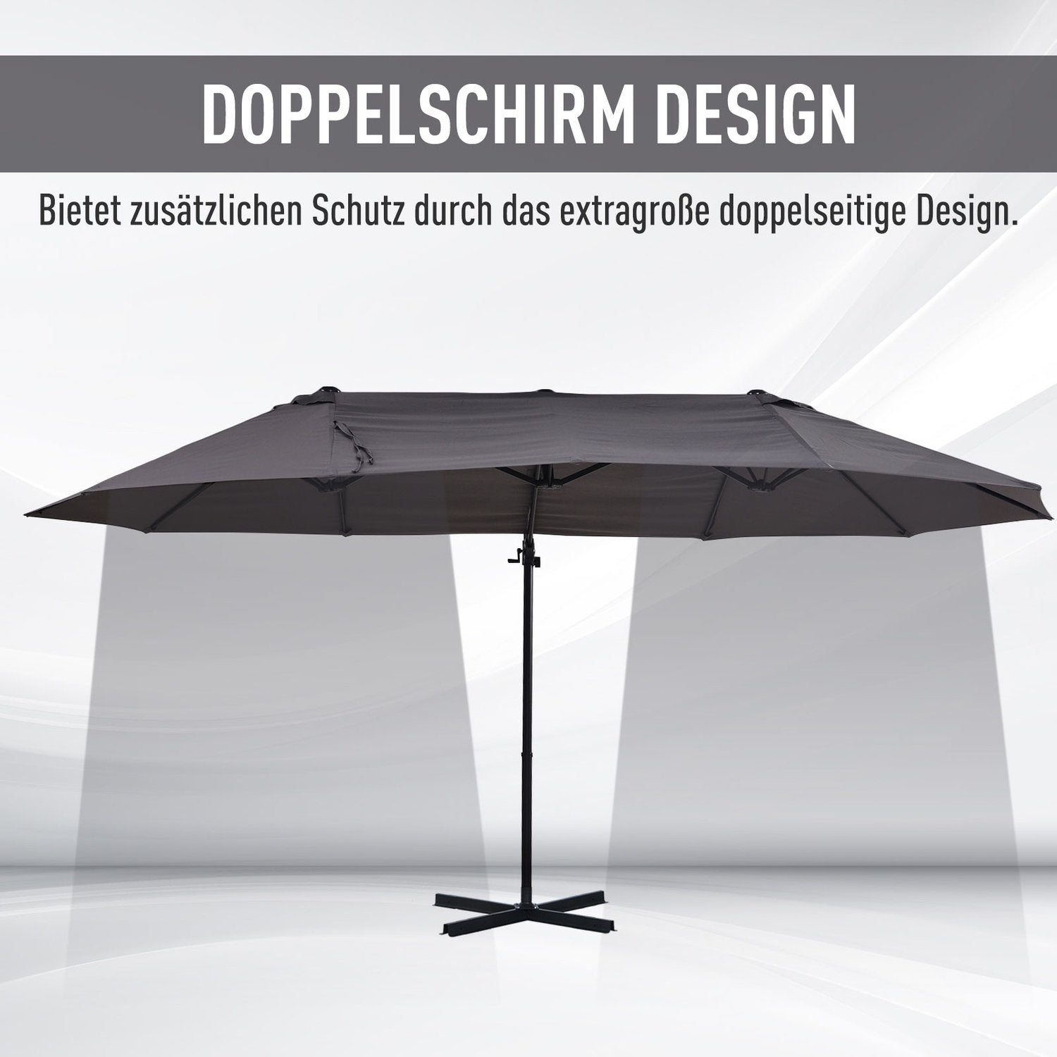 Dobbelt Parasol Cantilever Paraply Med Håndsving Justerbar Haveparaply Solafskærmning Metal Mørkegrå 440 X 270 X 250 Cm