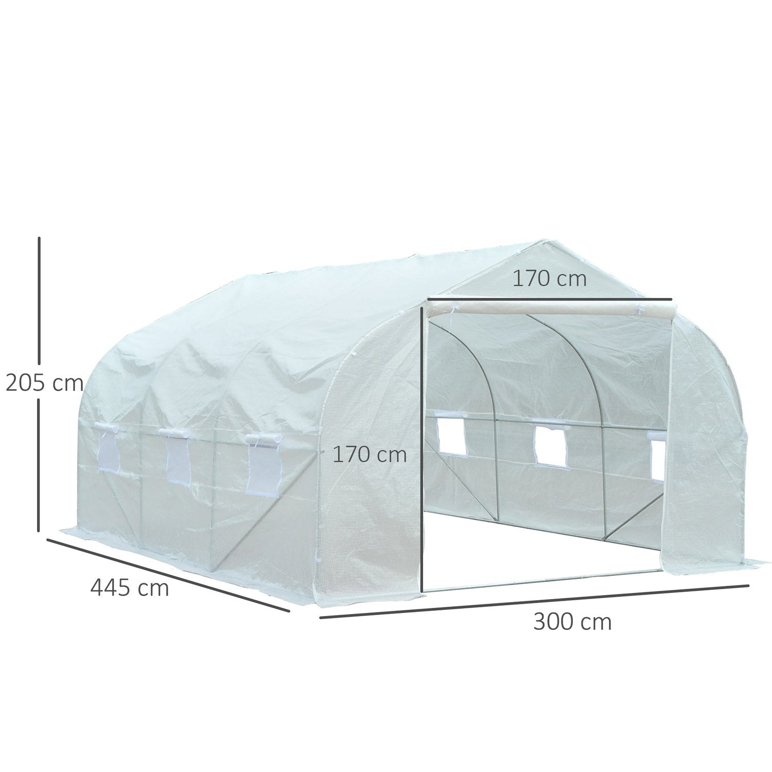 Film Drivhus 4,45X2,99X2,05M UV-beskyttelse Tomathus, Mesh-vindue, vindtæt, Metal, Hvid