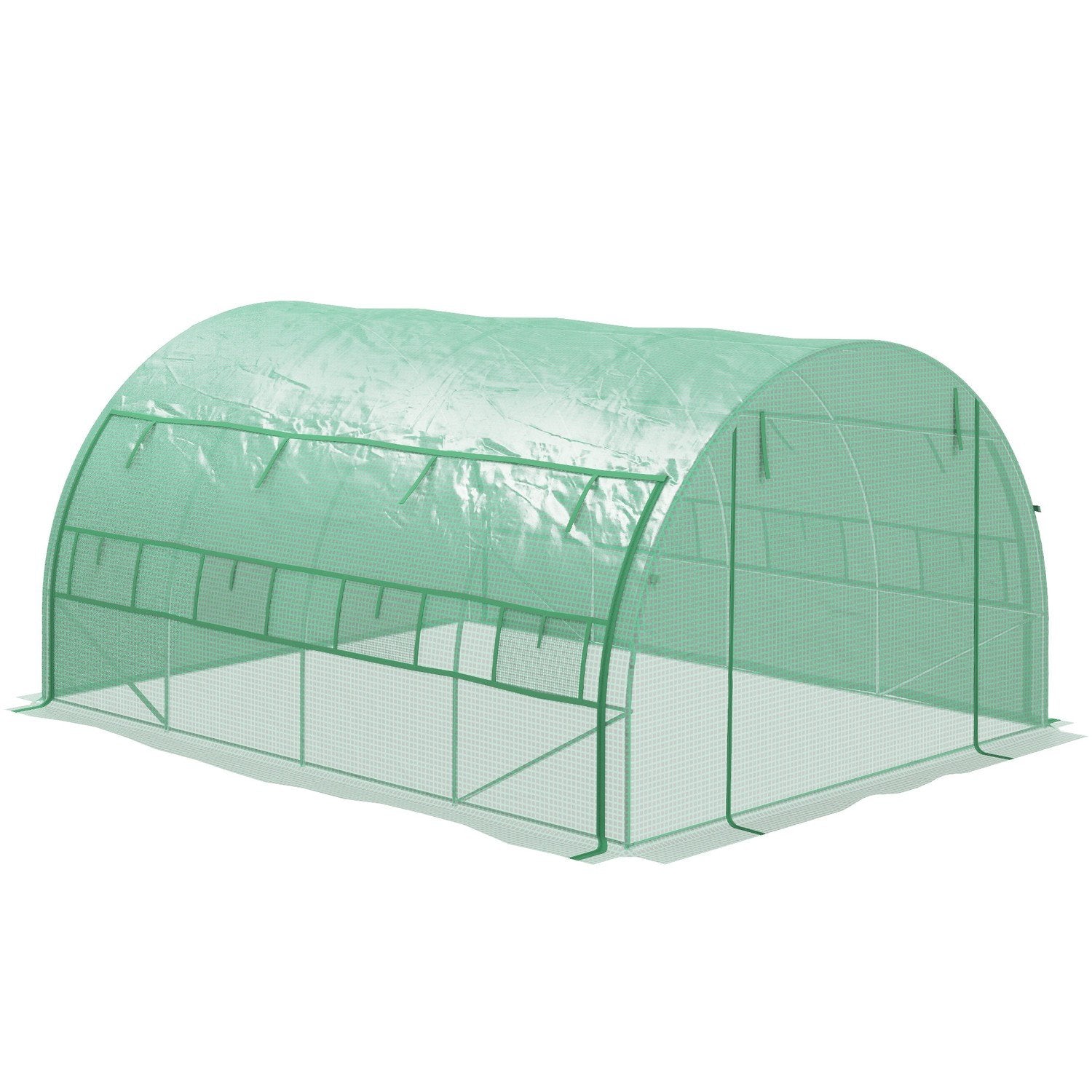 Film Drivhus Polytunnel 3,97X3X2M Walk-In, UV-beskyttelse, Roll-Up Covers, Stål, Grøn