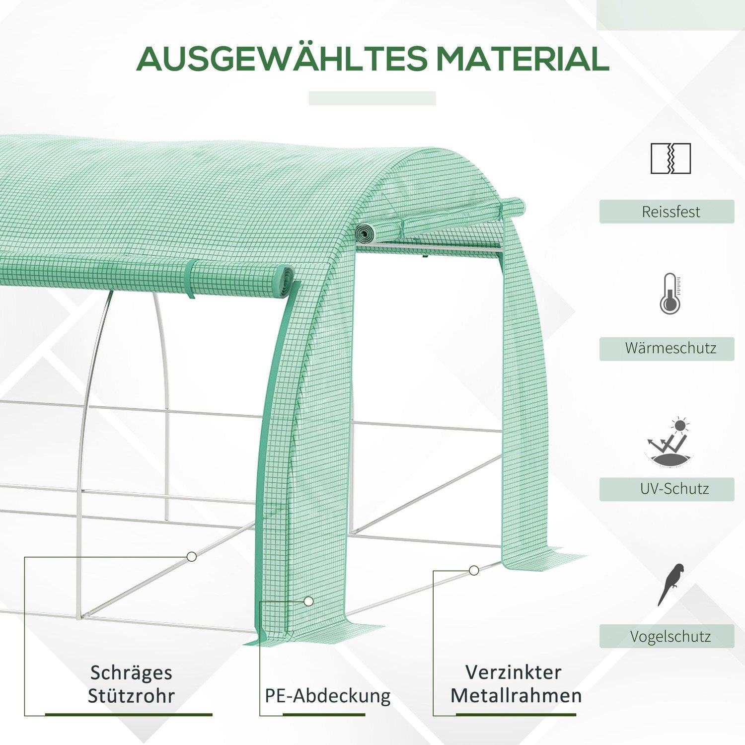 Film Drivhus Polytunnel 3,97X3X2M Walk-In, UV-beskyttelse, Roll-Up Covers, Stål, Grøn