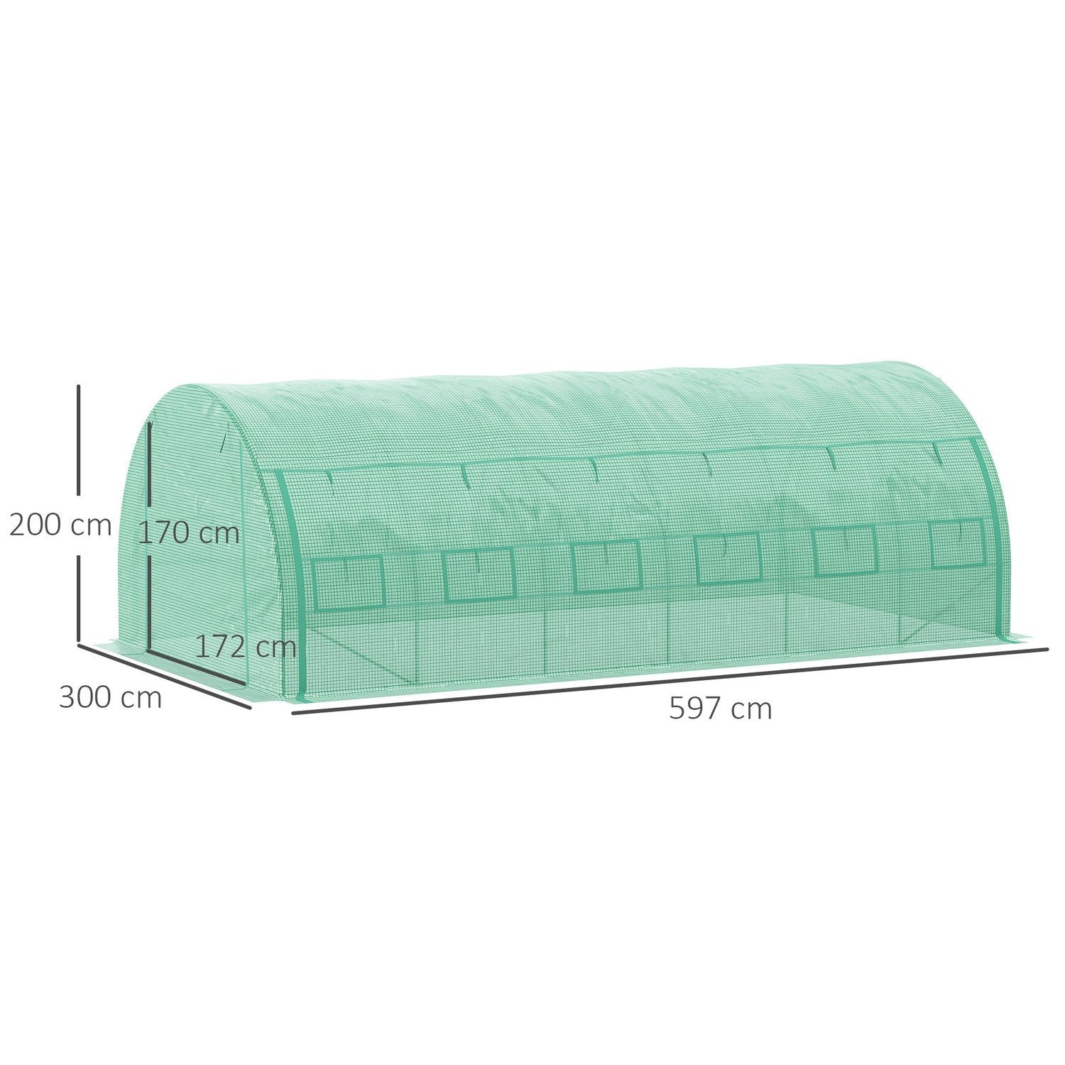 Film Drivhus Polytunnel 6X3X2M Walkable, UV-beskyttelse, Roll-Up Covers, Stålrør, Grøn