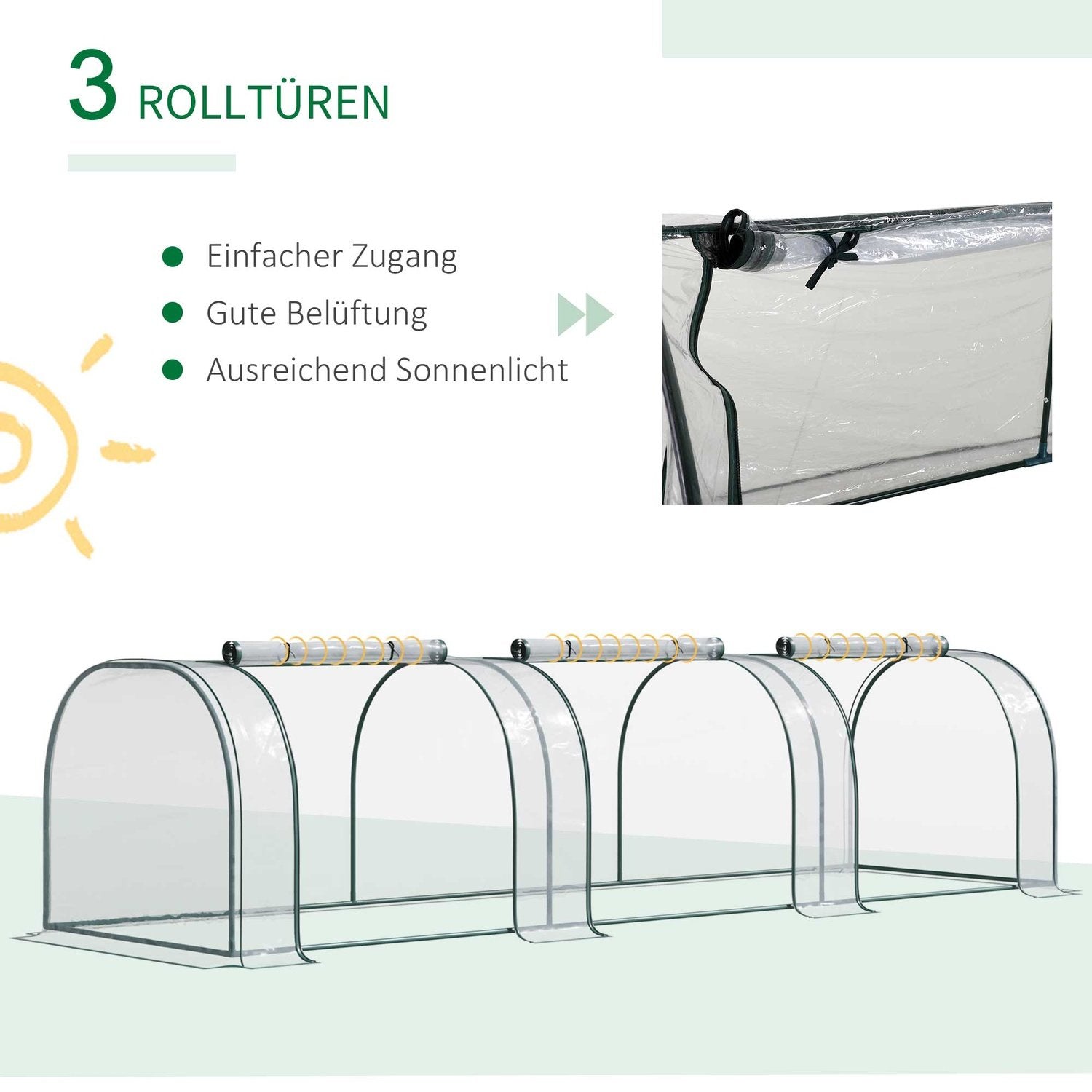 Folie Drivhus Drivhus Med Dør Kold Ramme Plante Hus Planteavl Stål Pvc Transparent Grøn 350 X 100 X 80 Cm