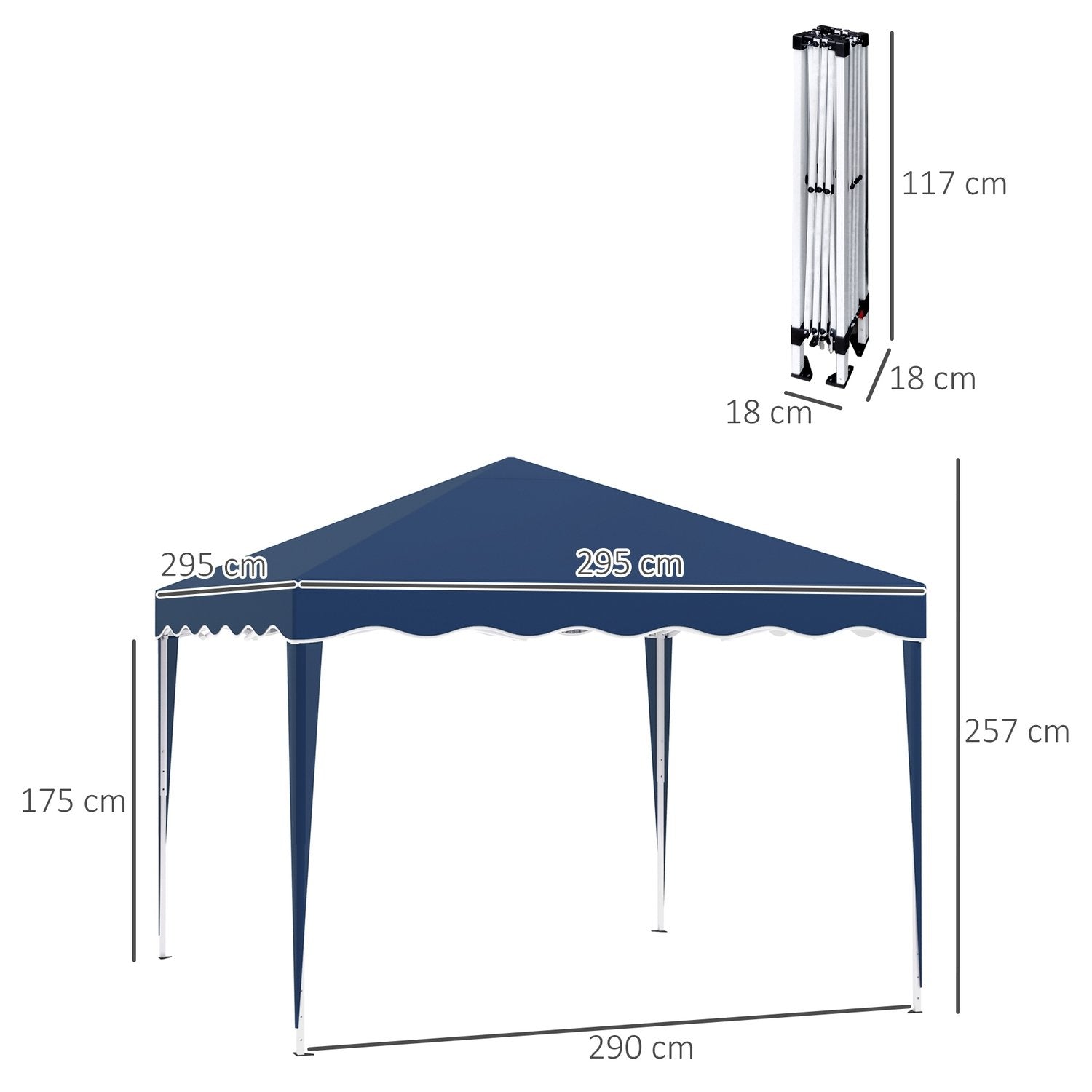 Sammenfoldelig lystpavillon 3 X 3 M havepavillon Sammenklappeligt festtelt Højdejusterbart havetelt med transportpose UV-beskyttelse Stål Oxford Blå