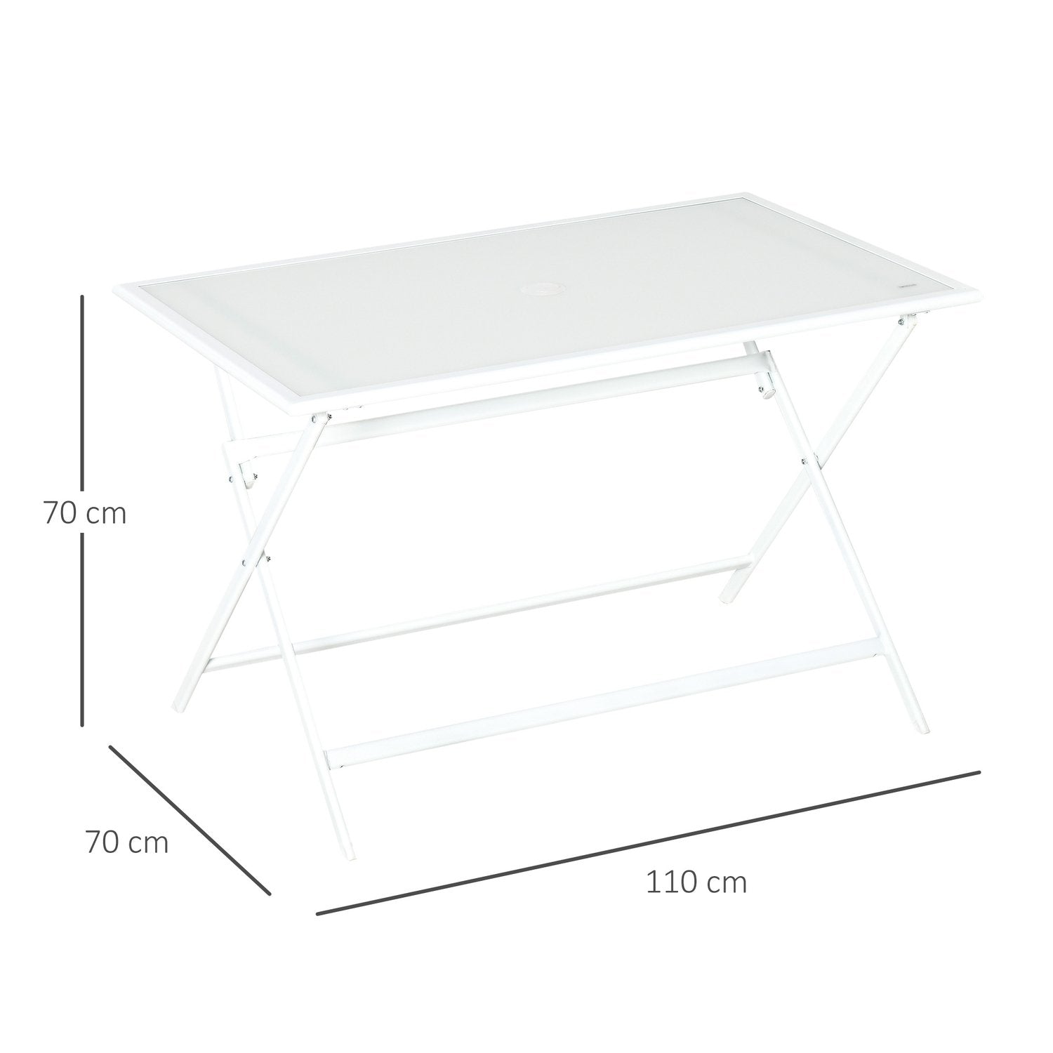 Klapbord Havebord Paraplyhul Foldebord Sidebord Balkonbord Picnicbord Metal 110X70X70Cm