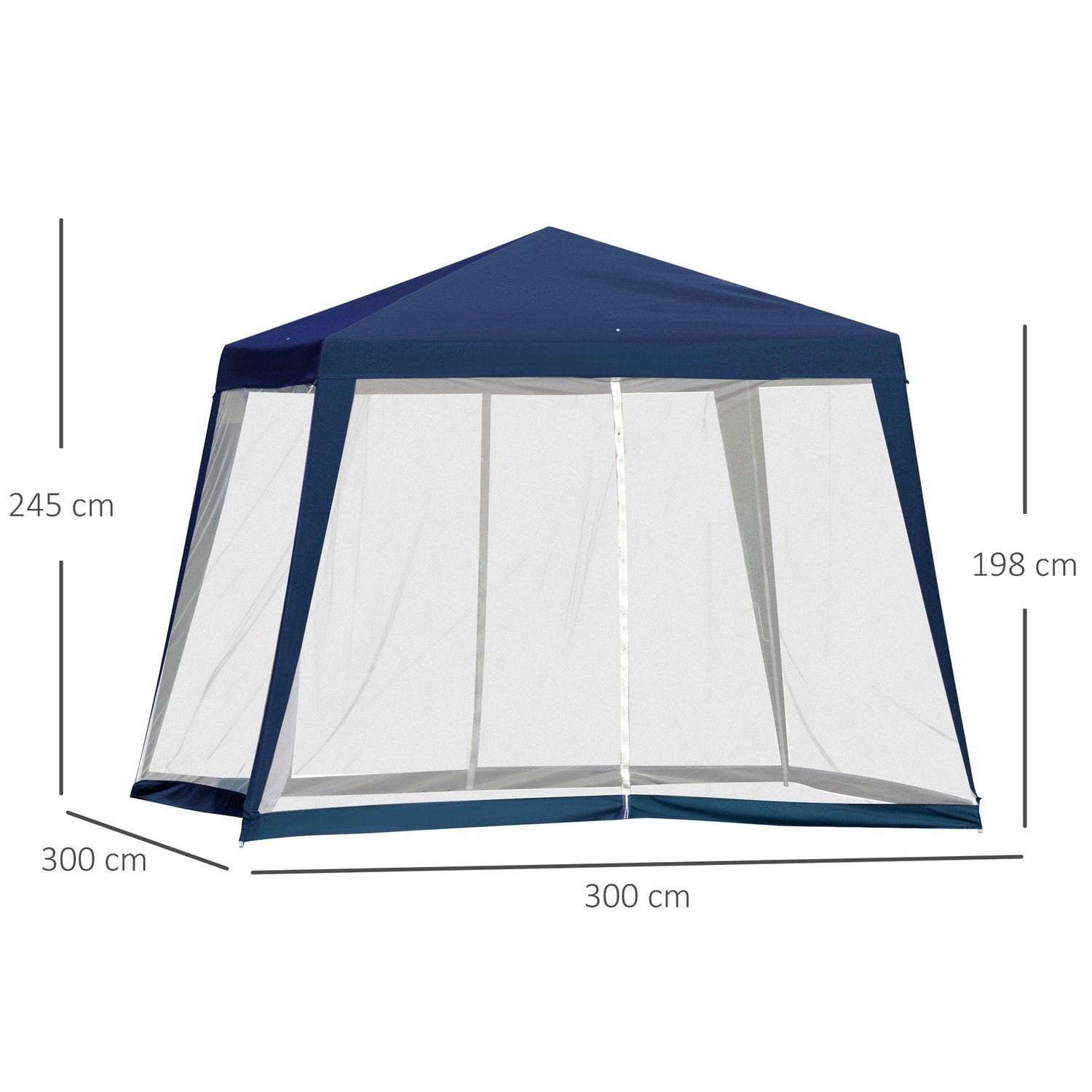 Garden Gazebo Marquee Partytält Väderbeständigt Myggnät Metall Polyester Blå 3X3M