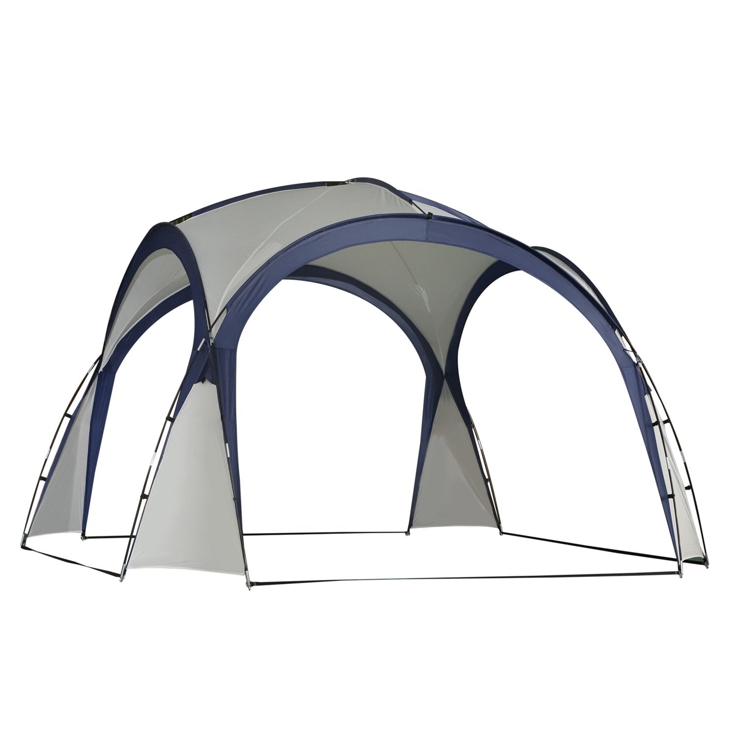 Campingtelt Havetelt Festtelt Solafskærmning Vejrbestandig glasfiberstang + Polyester Cremehvid + Blå 3,5 X 3,5 X 2,3 M