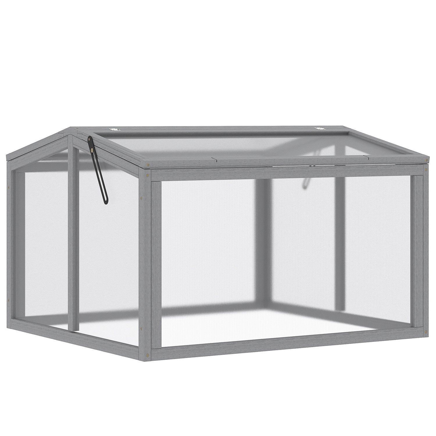 Cold Frame Drivhus Drivhus Cold Frame Box Planteseng med låg lavet af træ og polycarbonat Vejrbestandig lysegrå 90 X 80 X 58 Cm