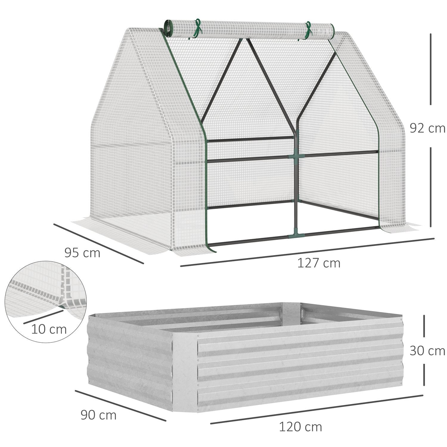 Folie drivhus kold ramme med rulledør, drivhus i hvid, 127X95X92Cm, til dyrkning af planter