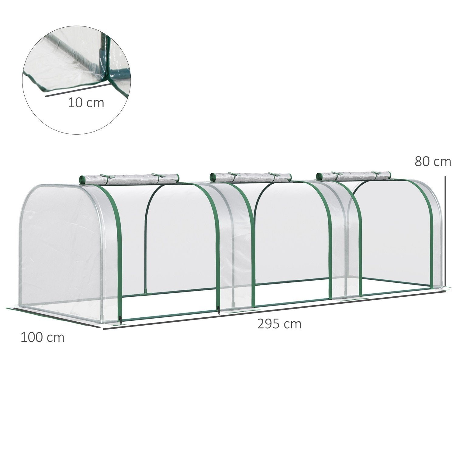 Folie Drivhus, Drivhus, Drivhus Med Dør, Kold Karm, Drivhus, Plantedyrkning, Folie, Stål, Transparent, 295 X 100 X 80 Cm