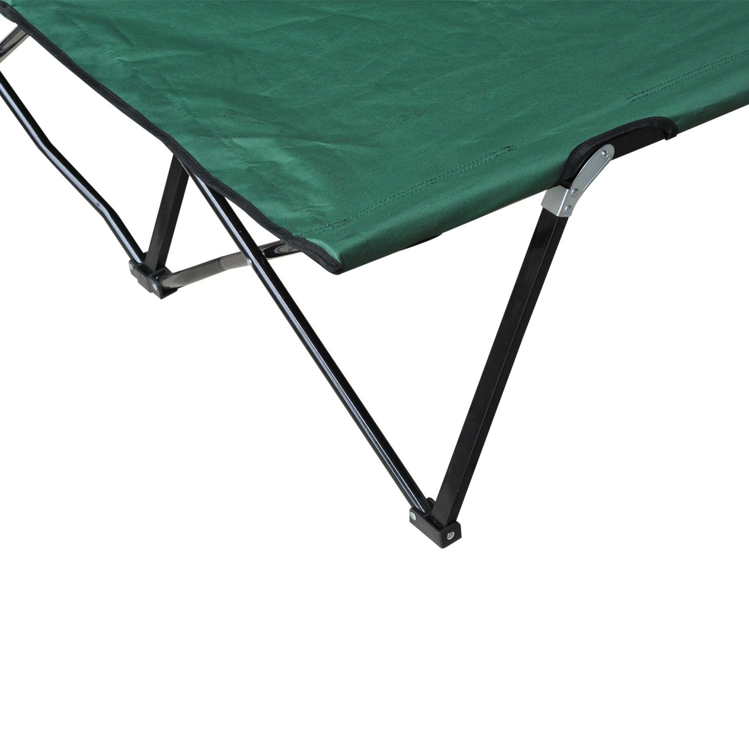 Sammenklappelig campingseng til 2 personer, sammenklappelig teltseng med bæretaske, holder op til 136 kg, stål Oxford Grøn + Sort, 193 X 125 X 40 Cm