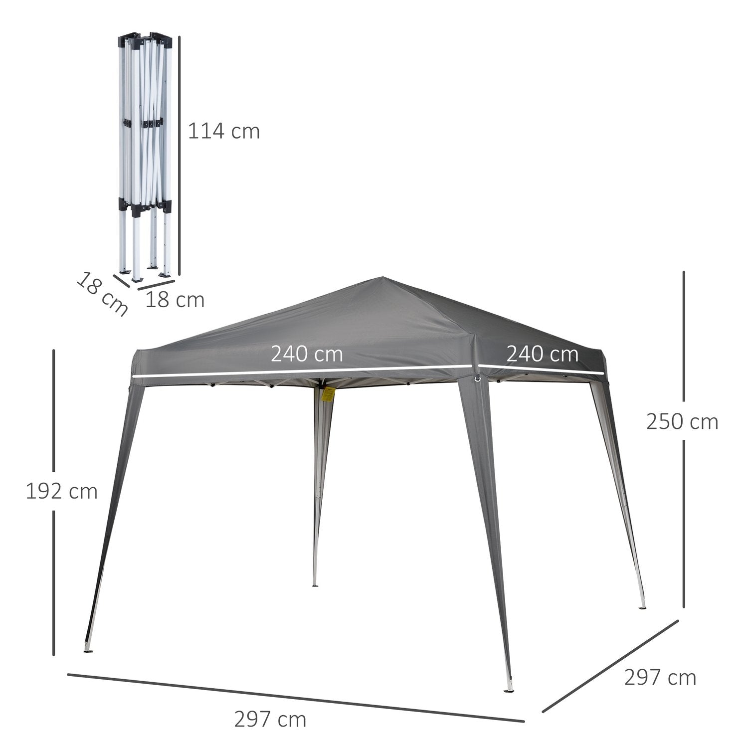 Sammenklappelig Pavillon Pavillon Sammenklappelig Telt Festtelt Inkl. bæretaske 2,4X2,4M Stålgrå