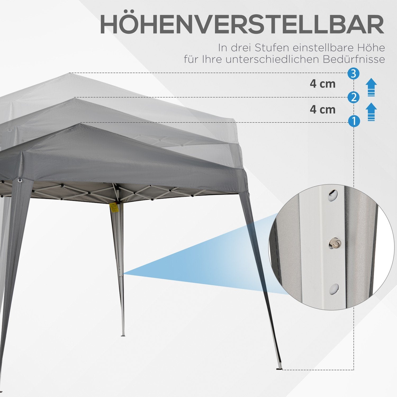 Sammenklappelig Pavillon Pavillon Sammenklappelig Telt Festtelt Inkl. bæretaske 2,4X2,4M Stålgrå