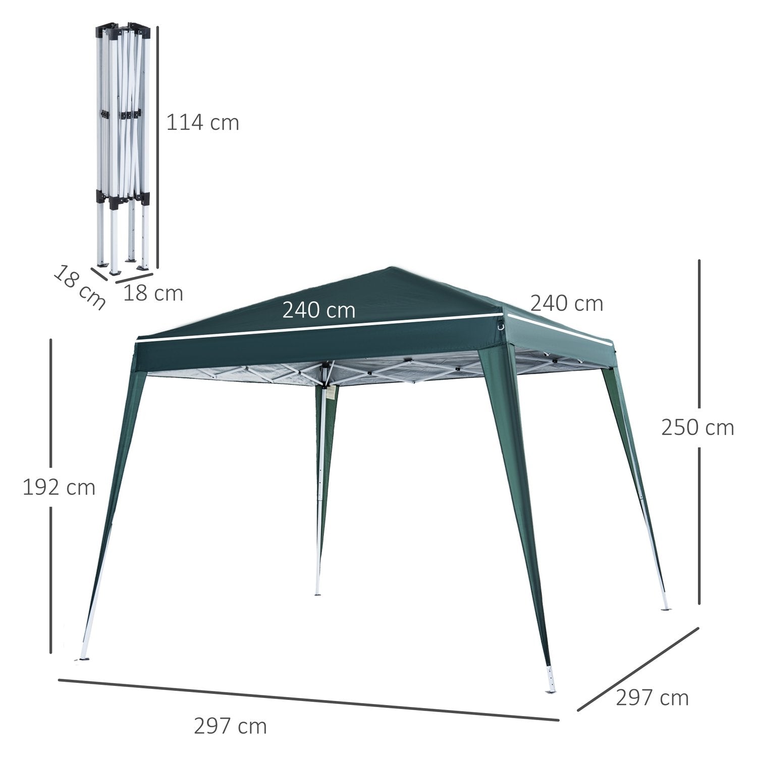 Sammenklappelig Pavillon Pavillon Sammenklappelig Telt Festtelt Inkl. bæretaske 2,4X2,4M Stålgrøn