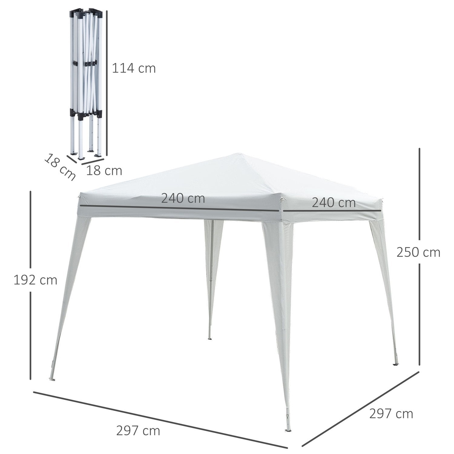 Sammenklappelig Pavillon Pavillon Sammenklappelig Telt Festtelt Inkl. bæretaske 2,4X2,4M Stål Hvid