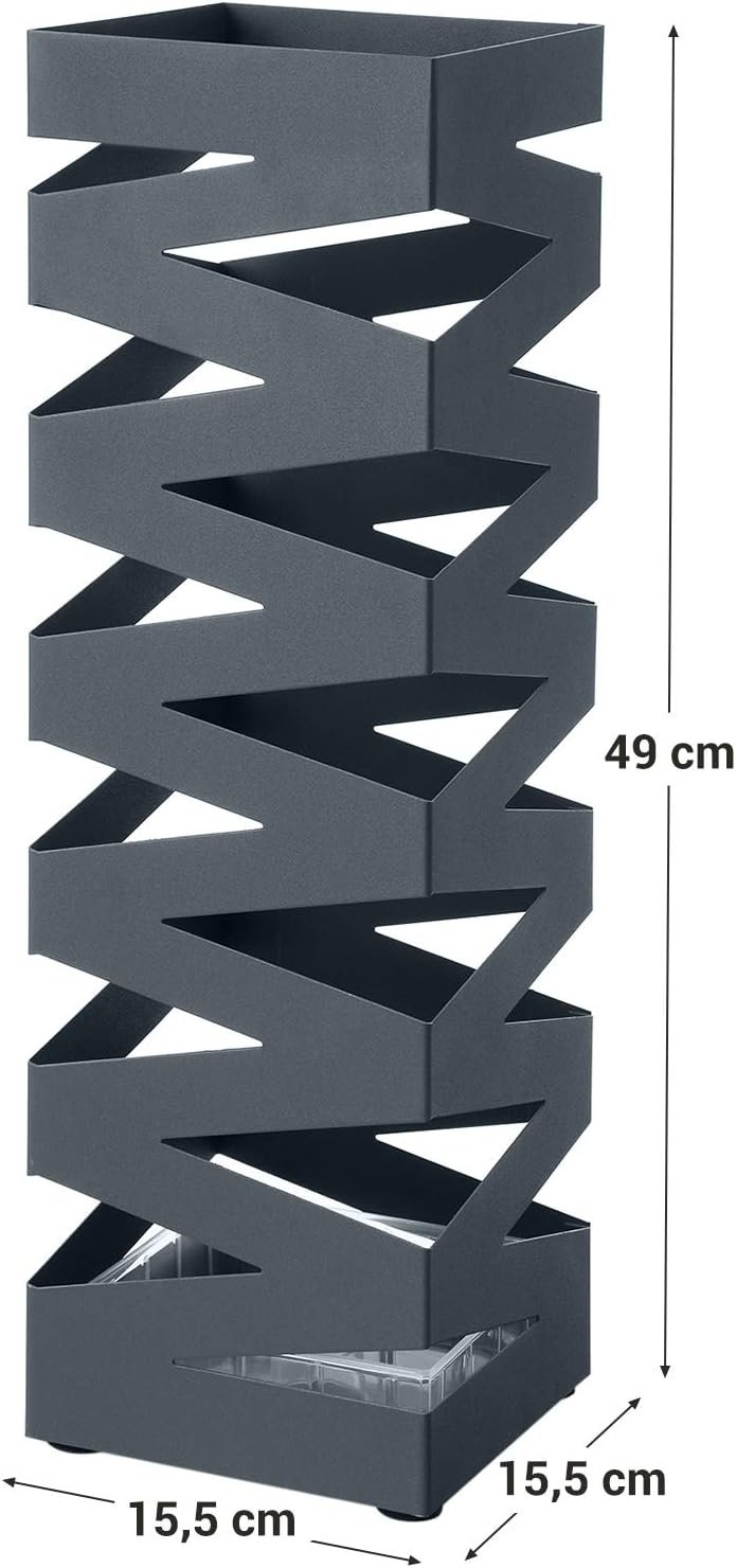 Paraplystativ i stål med droppbricka och krokar, 49 cm hög