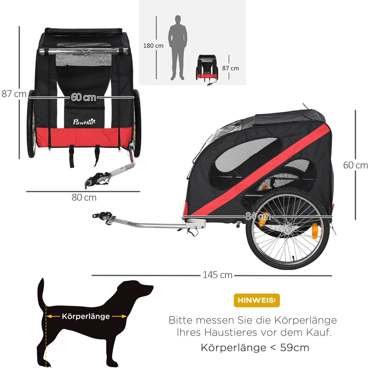 Hundetrailer Heavy Duty Hundecykelanhænger, alle terræn, vejrbestandigt Oxford stof, Stålramme