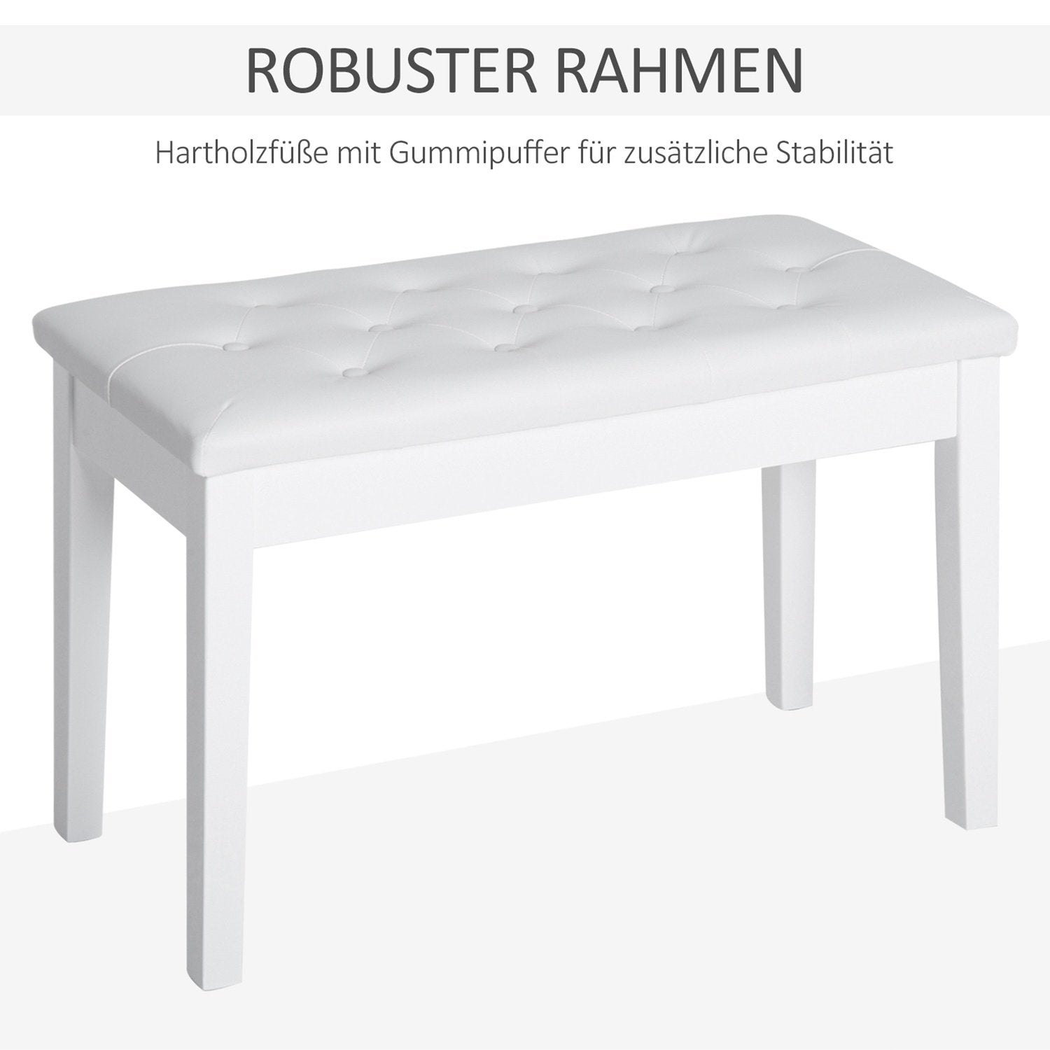 Klaverskammel Klaverbænk Traditionel landlig stil Kosmetisk skammel Opbevaringsplads Gummi Træ Kunstlæder Hvid 76 X 36 X 50 Cm