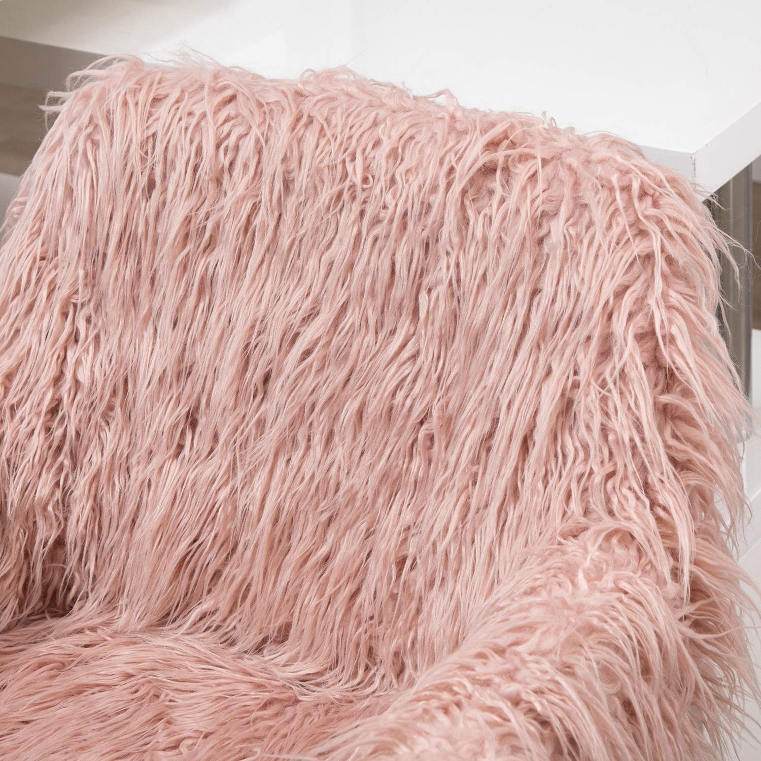 Direktørstol Drejestol Computerstol med imiteret pels Sædehøjdejustering Faux Fur Skum Pink + Sølv 57 X 60 X 75-85 Cm