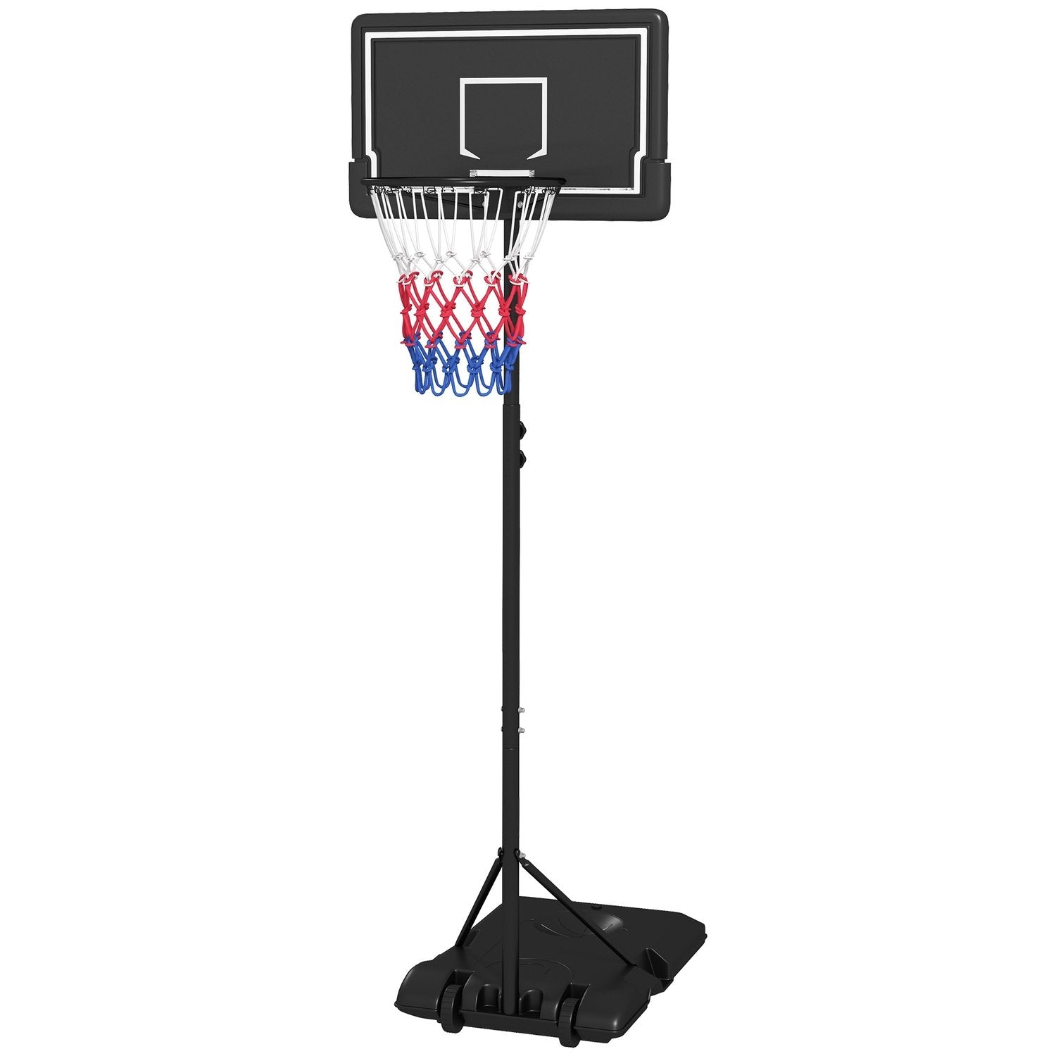 Basketkorg Med Stativ, Höj- Och Sänkbart Basketstativ Med Hjul Och Spricksäker Ryggtavla, 220-250 Cm Baskettavla Ställ