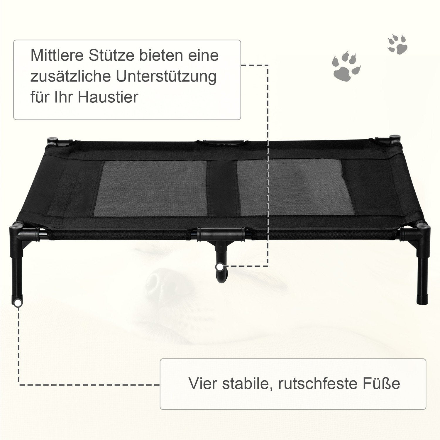 Hundeseng Forhøjet Hundeseng &amp; Hundesofa Udendørs, Oxford Sort, 92X76X18Cm