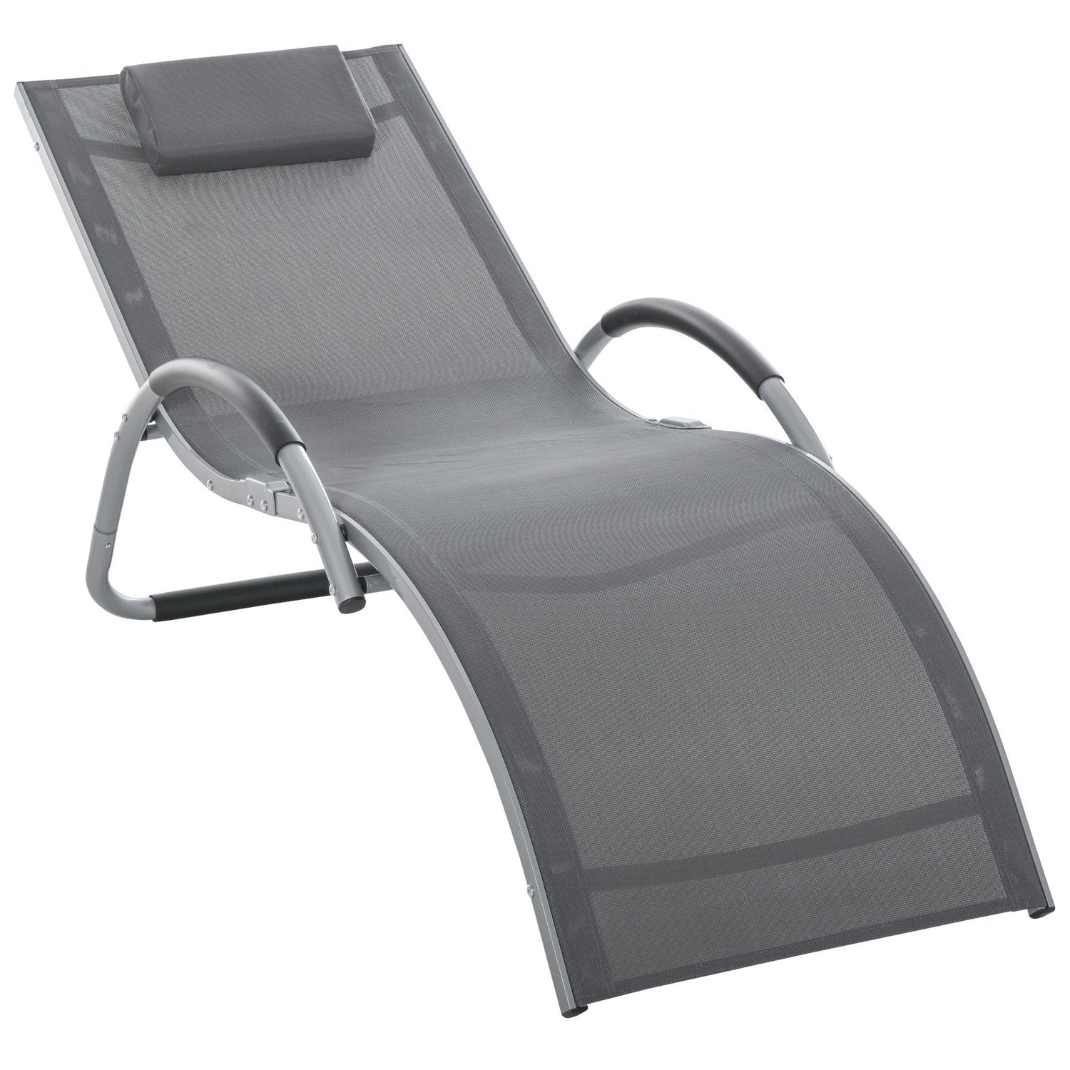 Havestole med hynder Liggestol Relax liggestol Ergonomisk Aluminium Tekstlinje Grå 160 X 60 X 65 Cm