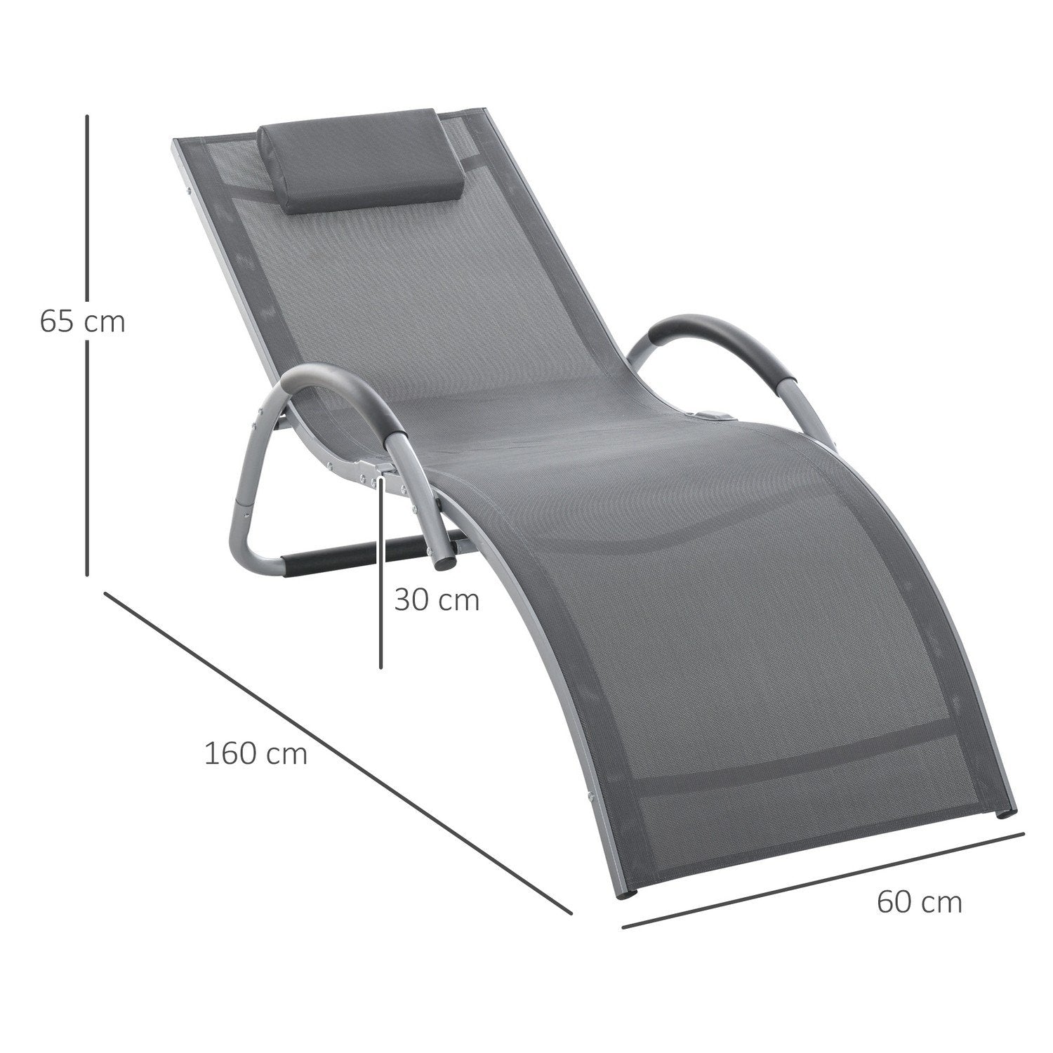 Trädgårdsstolar Med Kuddar Solstol Relax Solstol Ergonomisk Aluminium Textline Grå 160 X 60 X 65 Cm