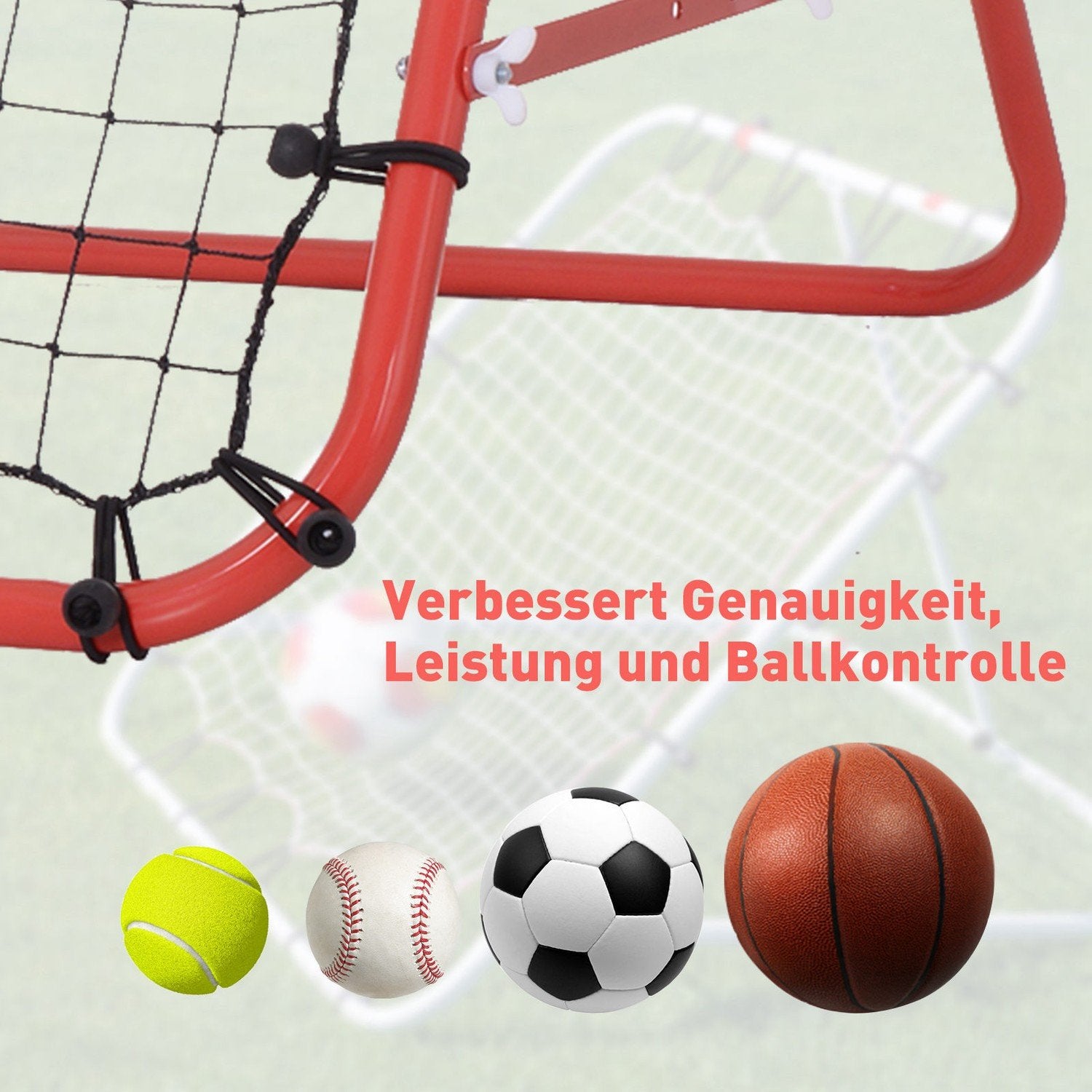 Rebounder Football Rebound Wall Goal Net For Football Justerbar Vinkel Röd + Svart 96 X 80 X 96 Cm