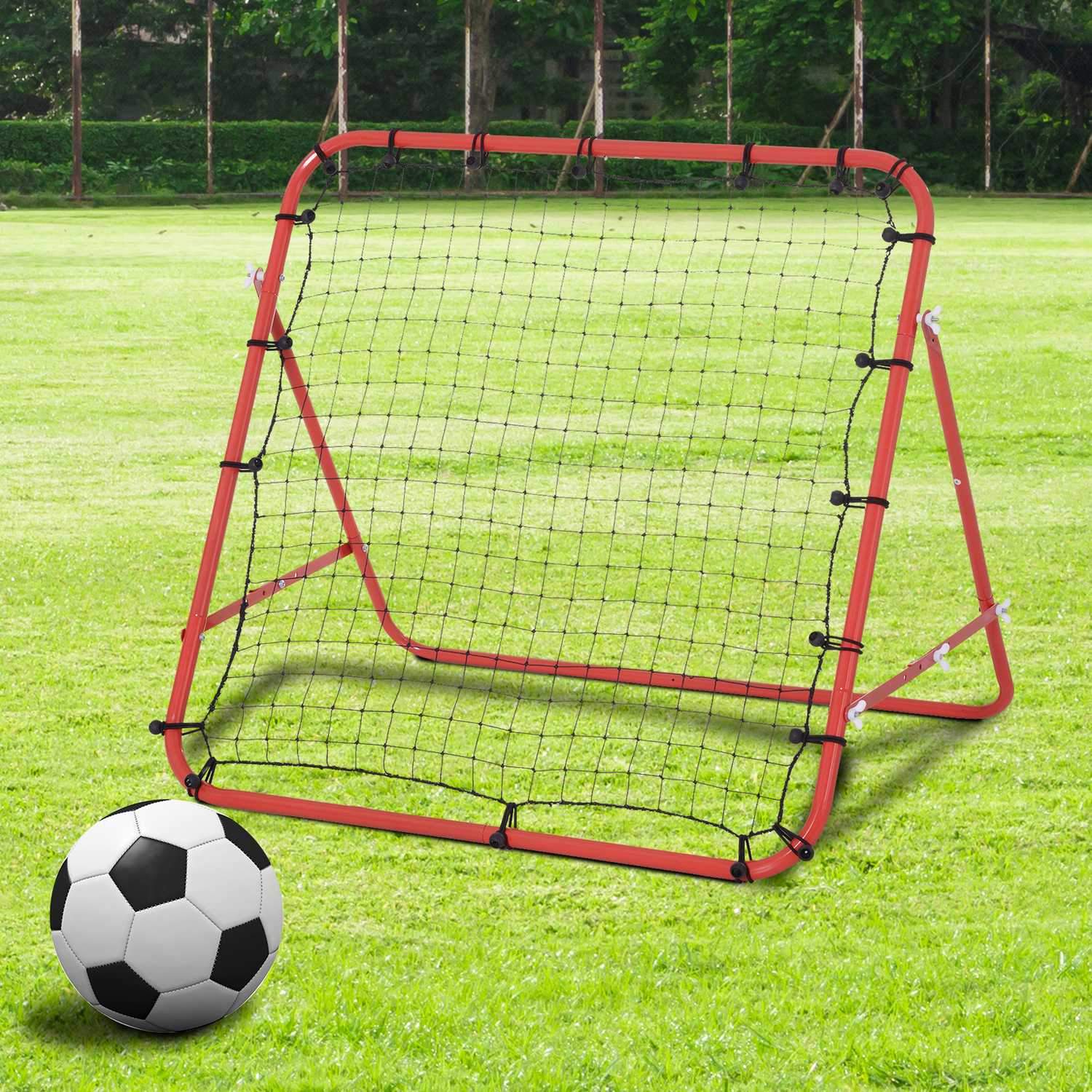 Rebounder Football Rebound Wall Goal Net For Football Justerbar Vinkel Röd + Svart 96 X 80 X 96 Cm