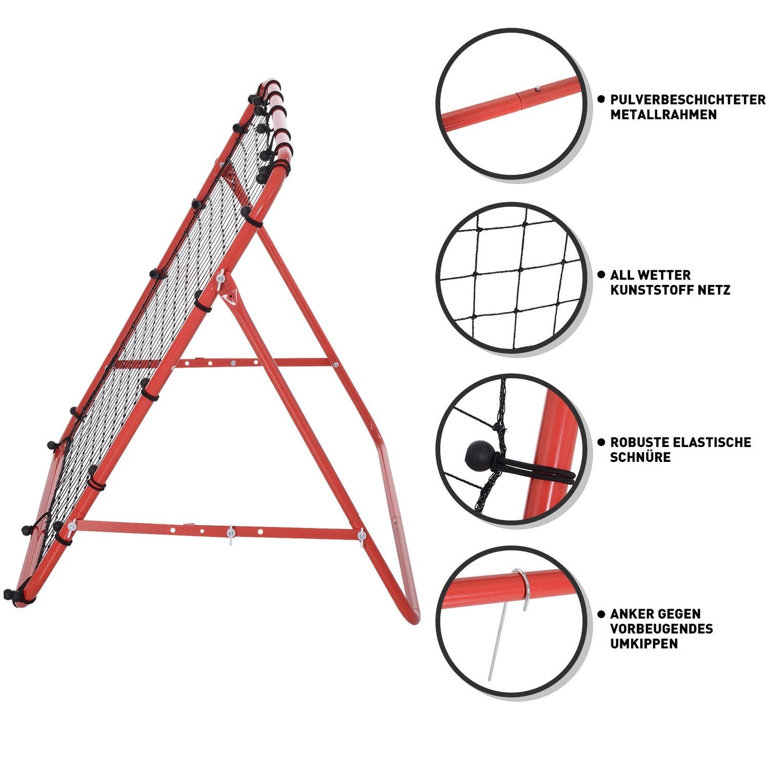 Rebounder Football Rebound Wall Goal Net For Football Justerbar Vinkel Röd + Svart 96 X 80 X 96 Cm