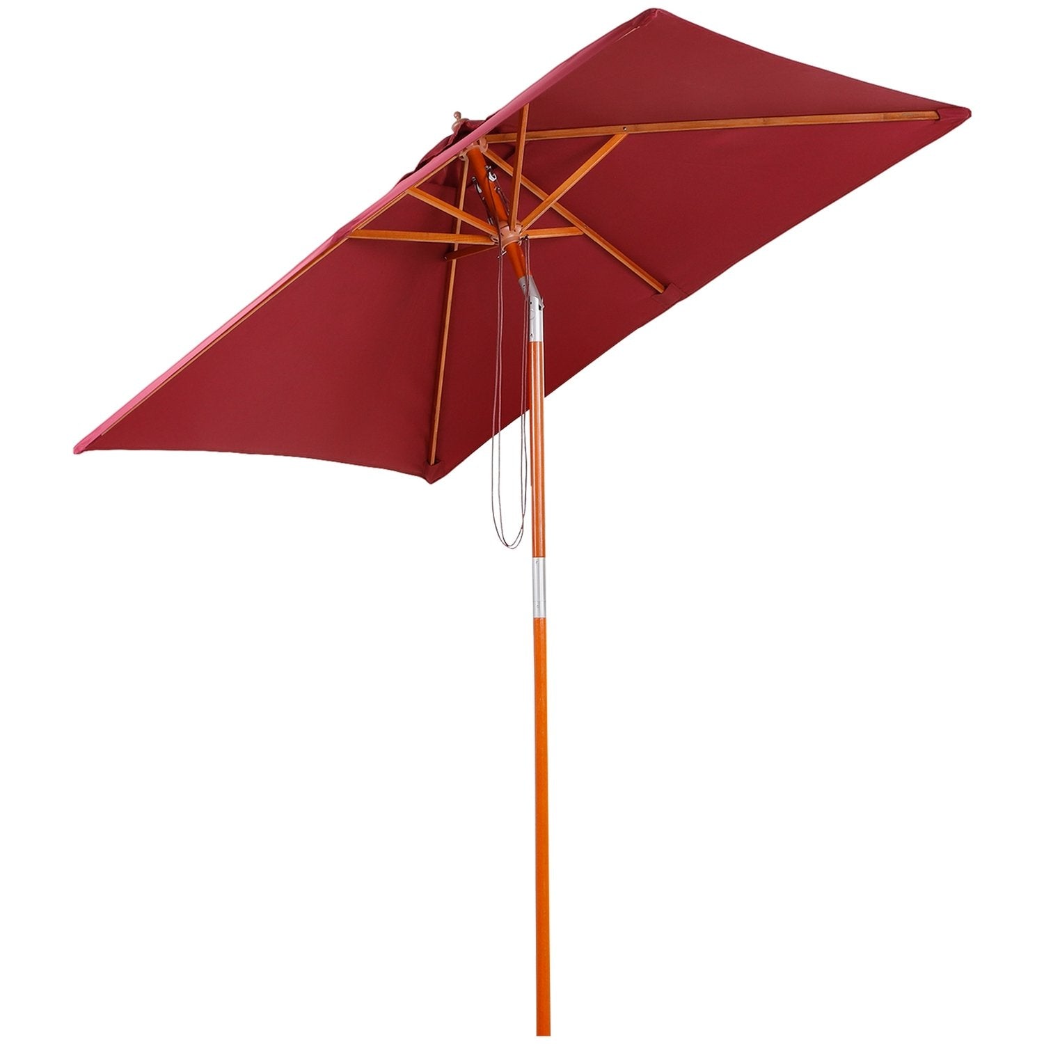 Parasol Balkon Cantilever paraply lavet af grantræ, justerbar i 3 niveauer, vinrød, 200X150X230Cm