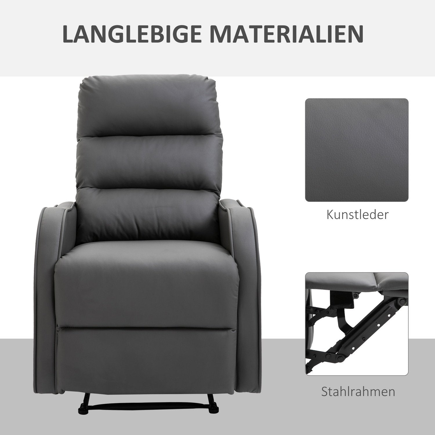 Relax stol med gynge- og liggefunktion, drejelig, kopholder, mikrofiberdug