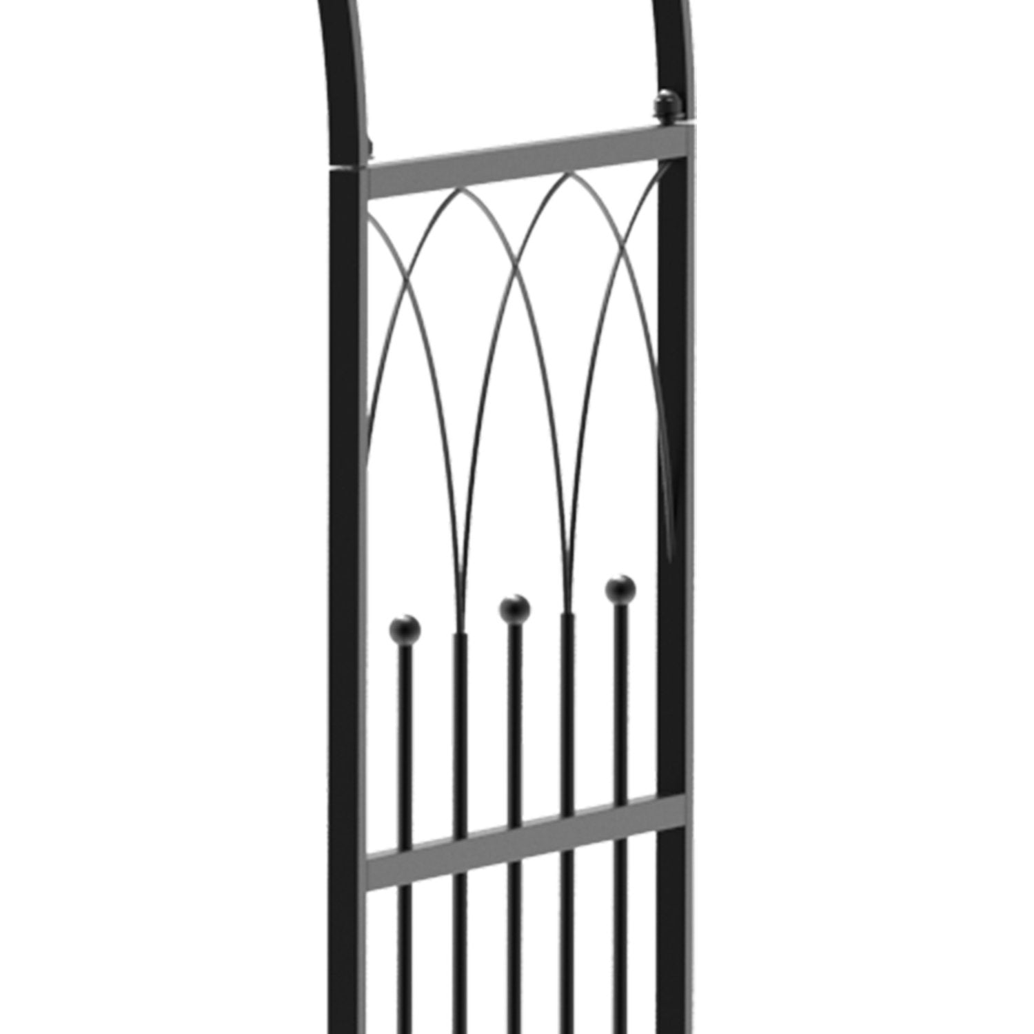 Rosenbue med bænk, rosenbænk, arborbænk, filosofbænk, espalier, havebænk, metal, sort, 121 x 50 x 203 cm