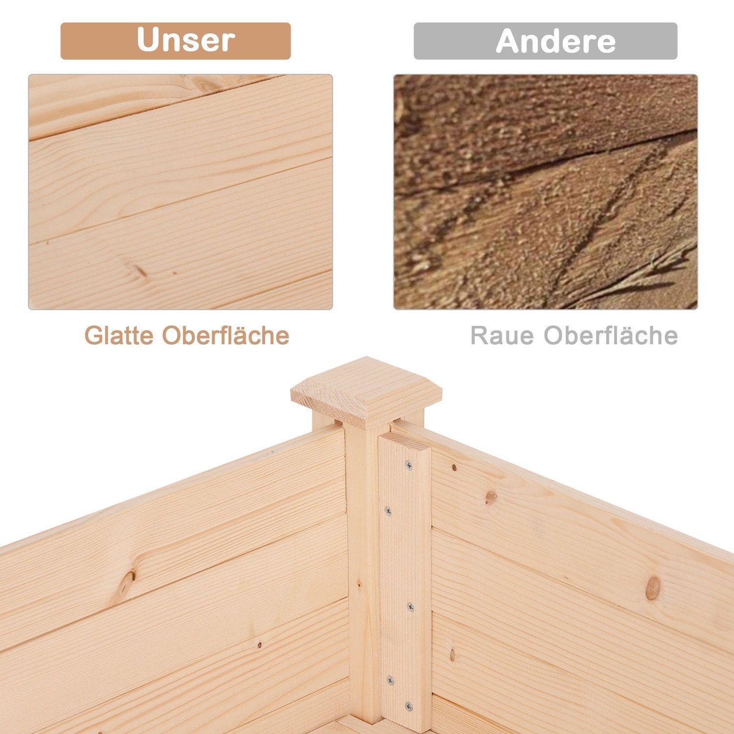 Højbed, Plantekasse, Blomsterkasse, Urtepotte, Urtebed Med Drænhul, Fiberdug, Massivt Naturtræ 122,5 X 56,5 X 76 Cm