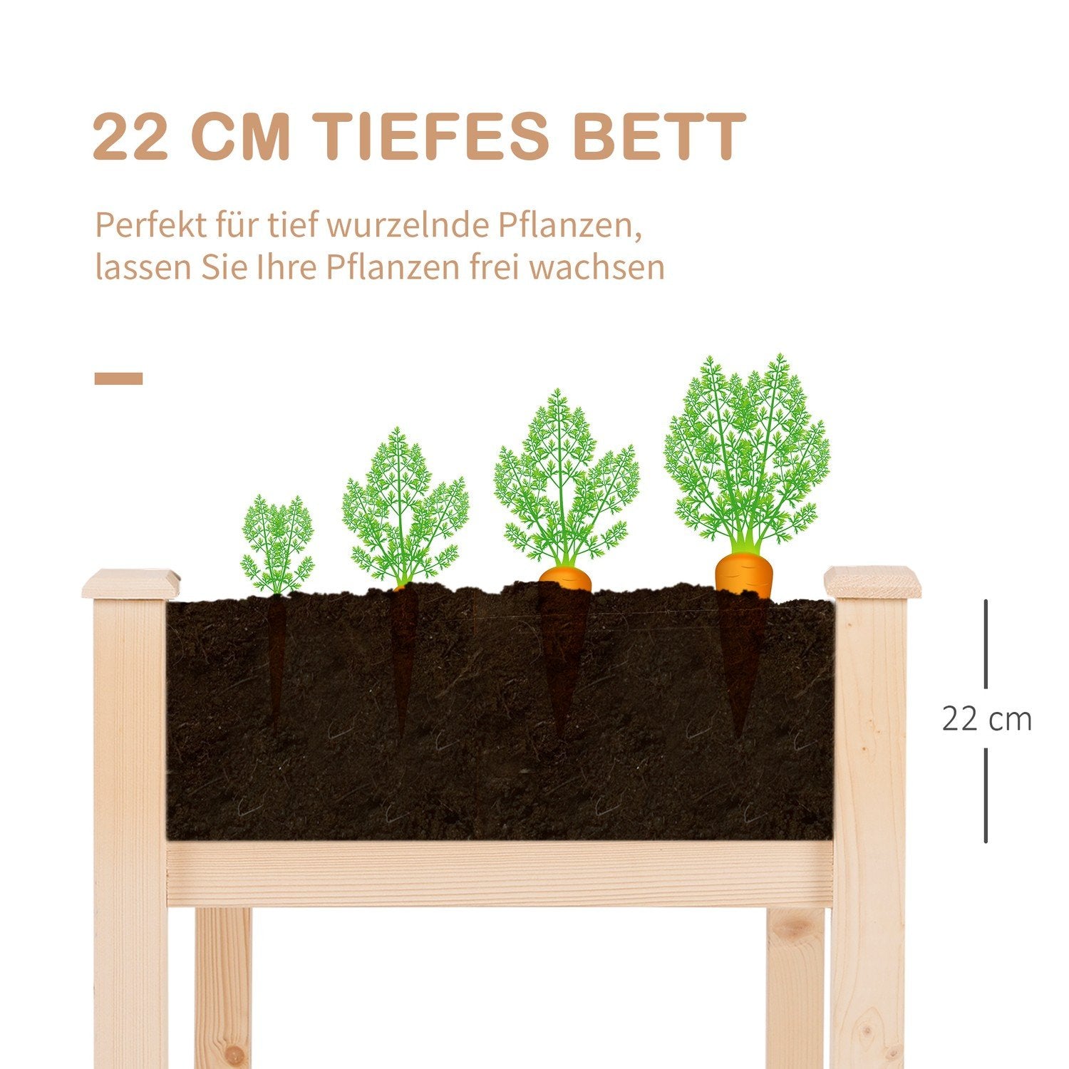 Højbed, Plantekasse, Blomsterkasse, Urtepotte, Urtebed Med Drænhul, Fiberdug, Massivt Naturtræ 122,5 X 56,5 X 76 Cm