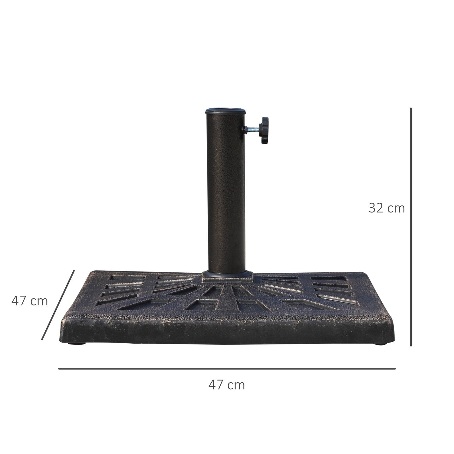 Parasollställ Paraplyhållare Av Syntetharts, Svart, 15Kg, För Ø38/48Mm, 47X47X32Cm