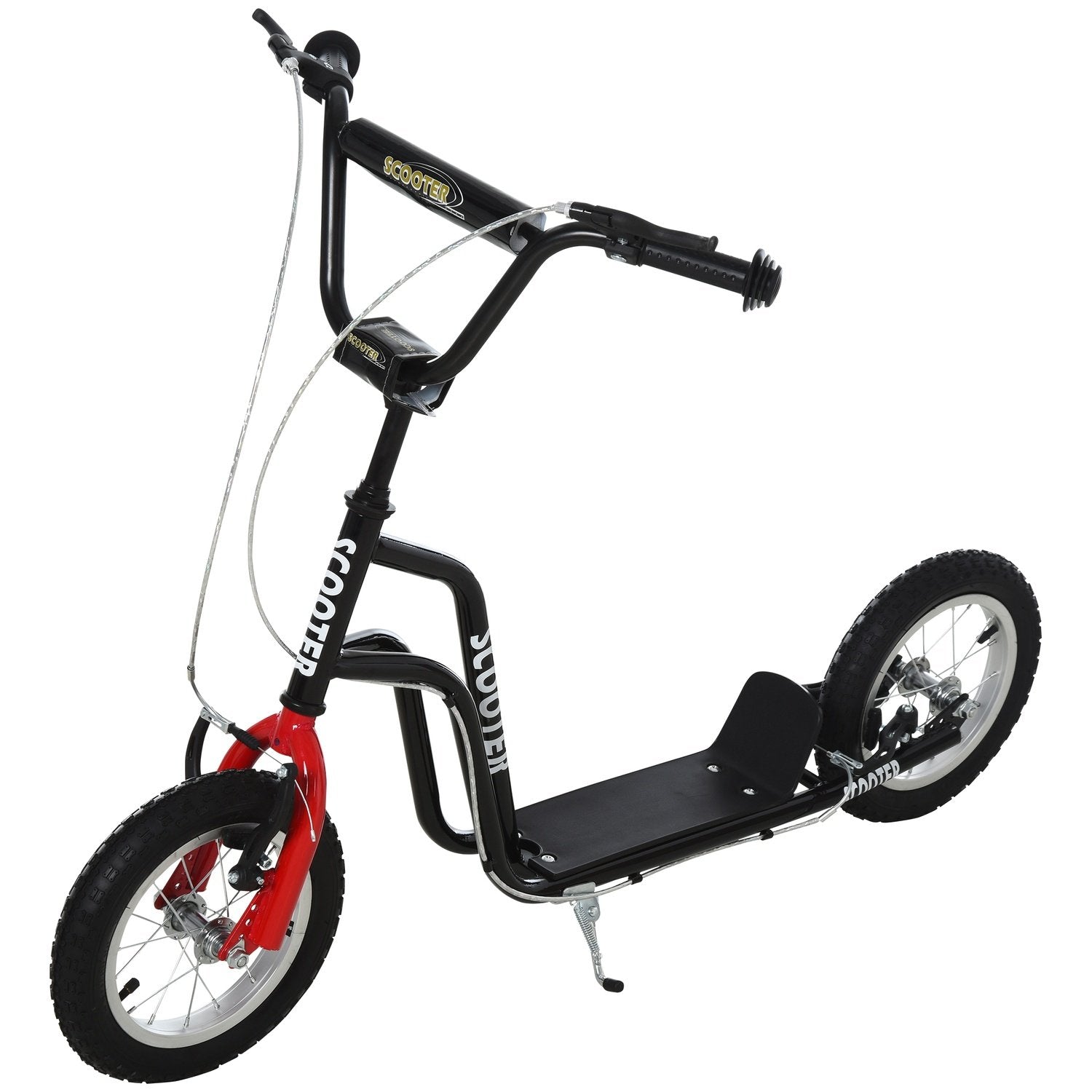 Scooter Børnescooter City Scooter Fra 5 År Kickboard Med Pneumatiske Dæk 12 Tommer Fra 5 År Sort 120 X 58 X 75-80 Cm