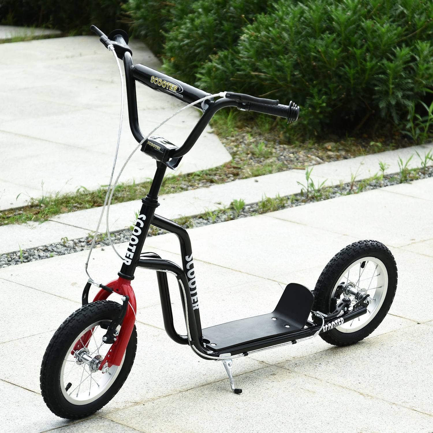 Scooter Børnescooter City Scooter Fra 5 År Kickboard Med Pneumatiske Dæk 12 Tommer Fra 5 År Sort 120 X 58 X 75-80 Cm