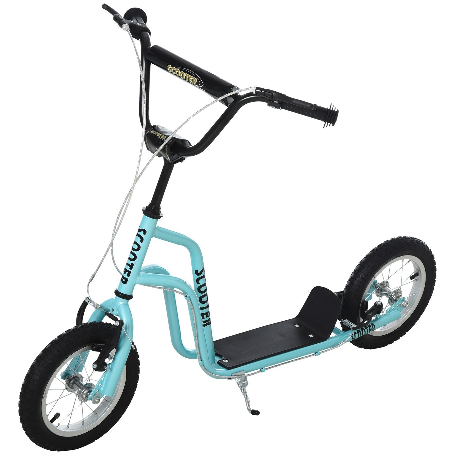 Scooter Kick Scooter Børnescooter City Scooter Kickboard Med Pneumatiske Dæk 12 Tommer, Fra 5 År, Blå, 120X58X75-80Cm