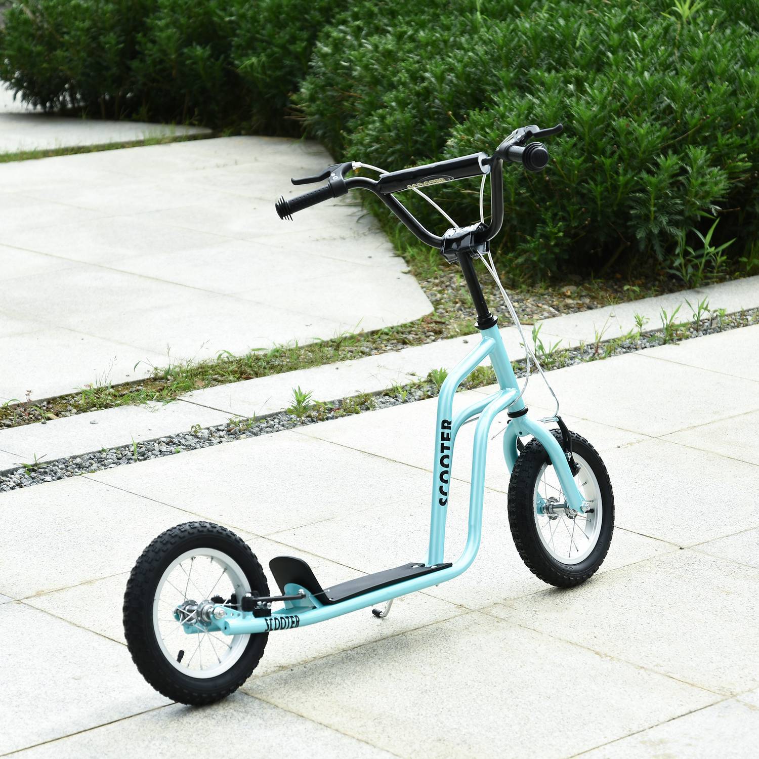 Scooter Kick Scooter Børnescooter City Scooter Kickboard Med Pneumatiske Dæk 12 Tommer, Fra 5 År, Blå, 120X58X75-80Cm